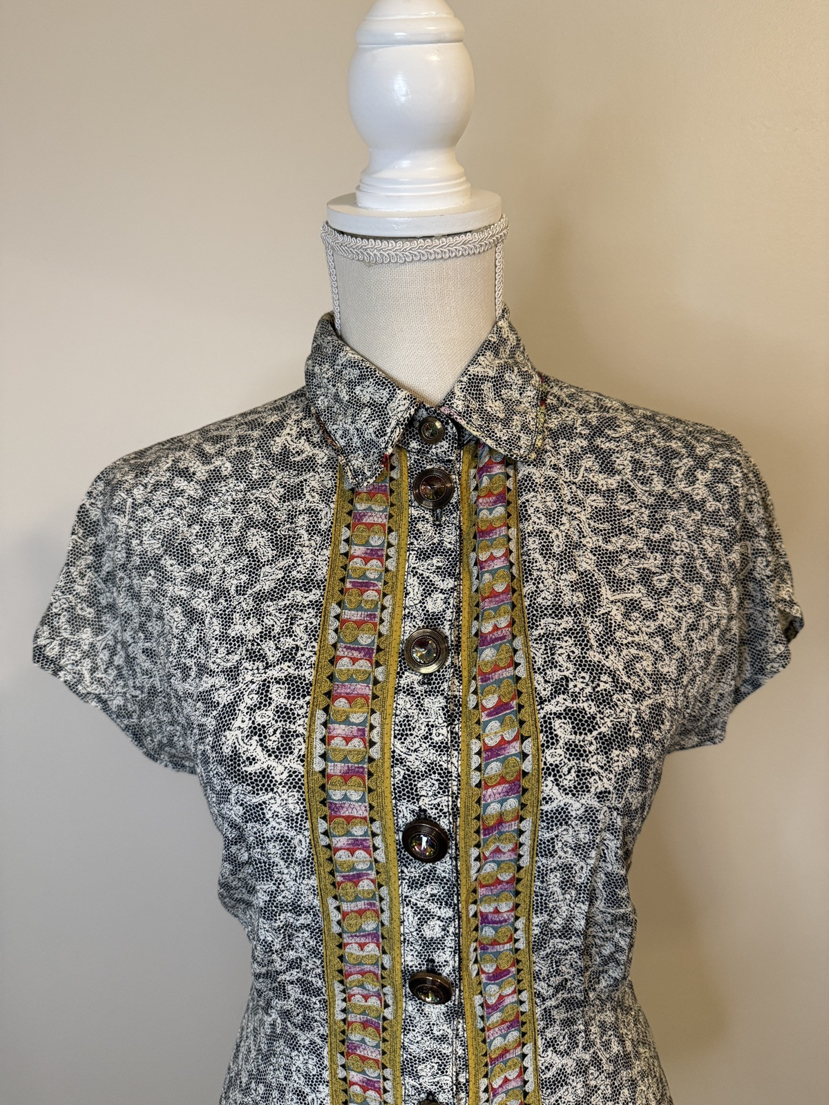 Vintage Platinum by Dorothy Schoelen Colorful Patterned Button Up Women’s Sz S