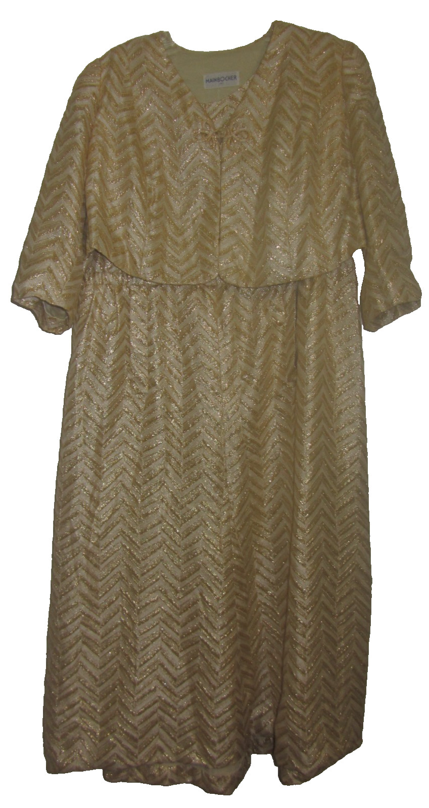 Vintage Mainbocher gold brocade Suit dress jacket set XL 1960s designer couture