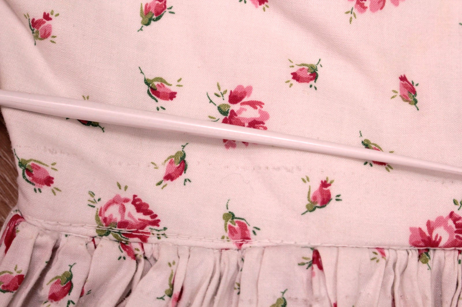 Vtg Women’s 50s White & Red Rose Print Cotton Tea Dress Sz XXS/XS 1950s