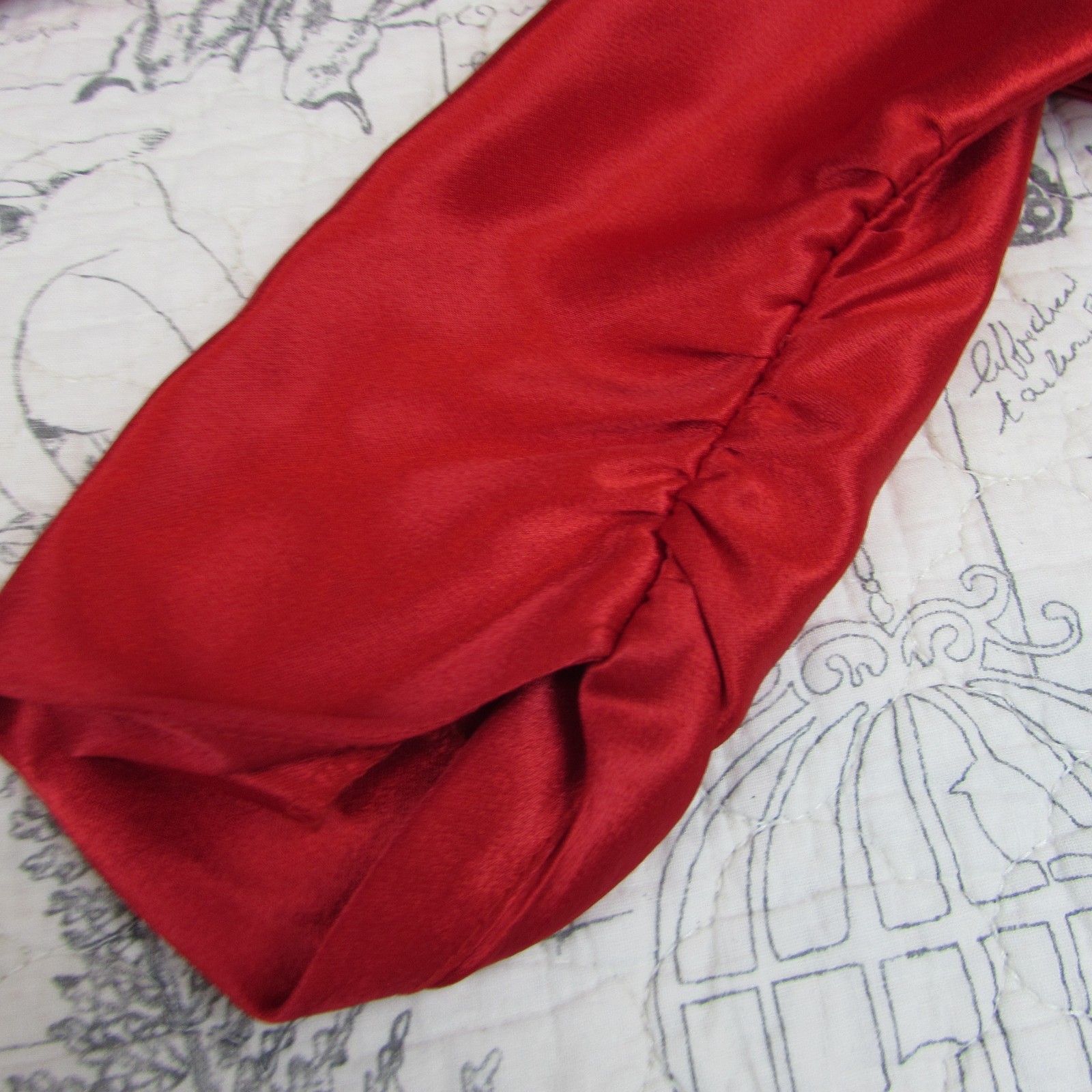 VNTG Norma Kamali 80s RED Satin Long Sleeve Midi Dress I womens made usa 10