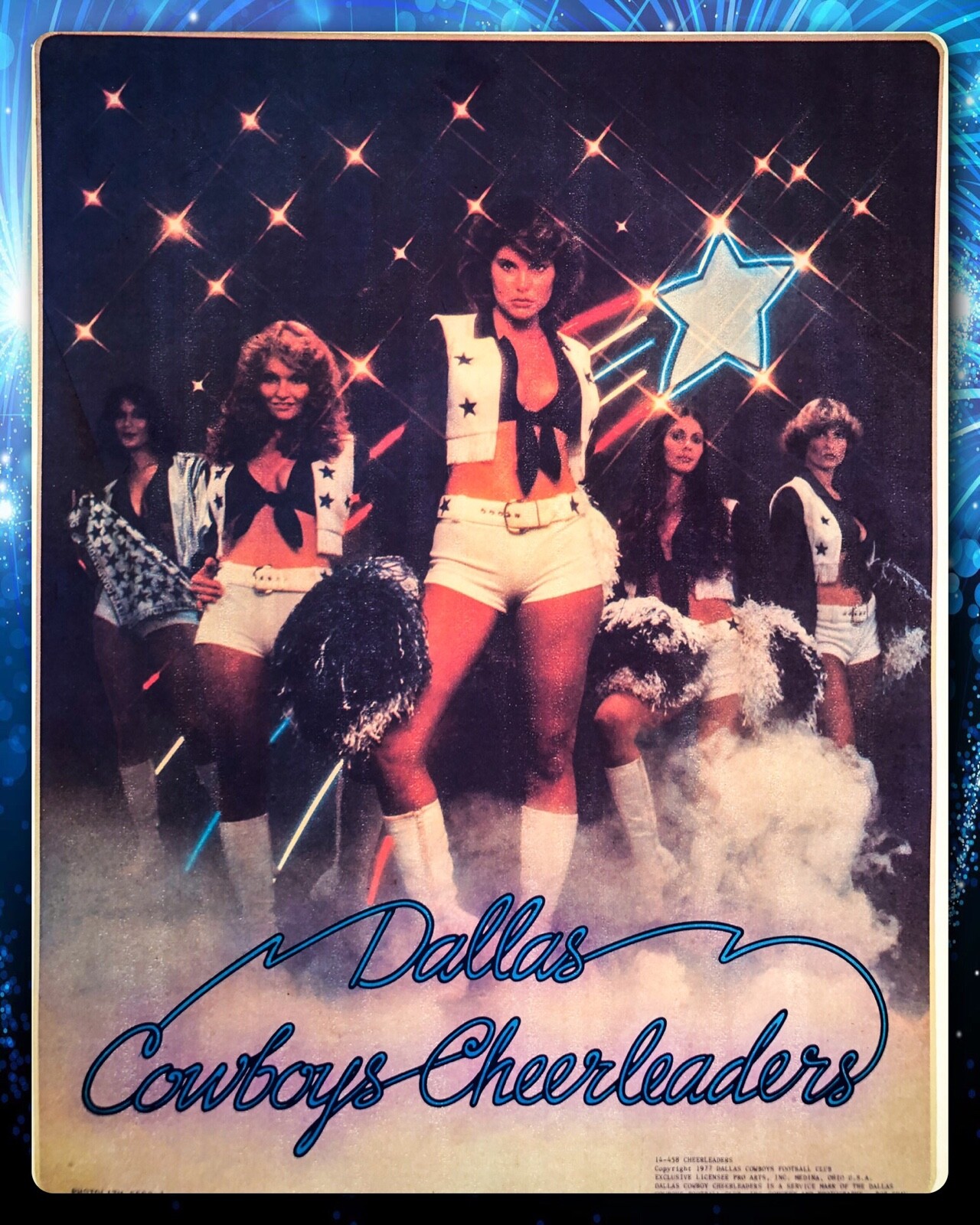 VTG 70s Dallas Cowboys Cheerleader NFL kiss Football T-Shirt Iron-On Transfer