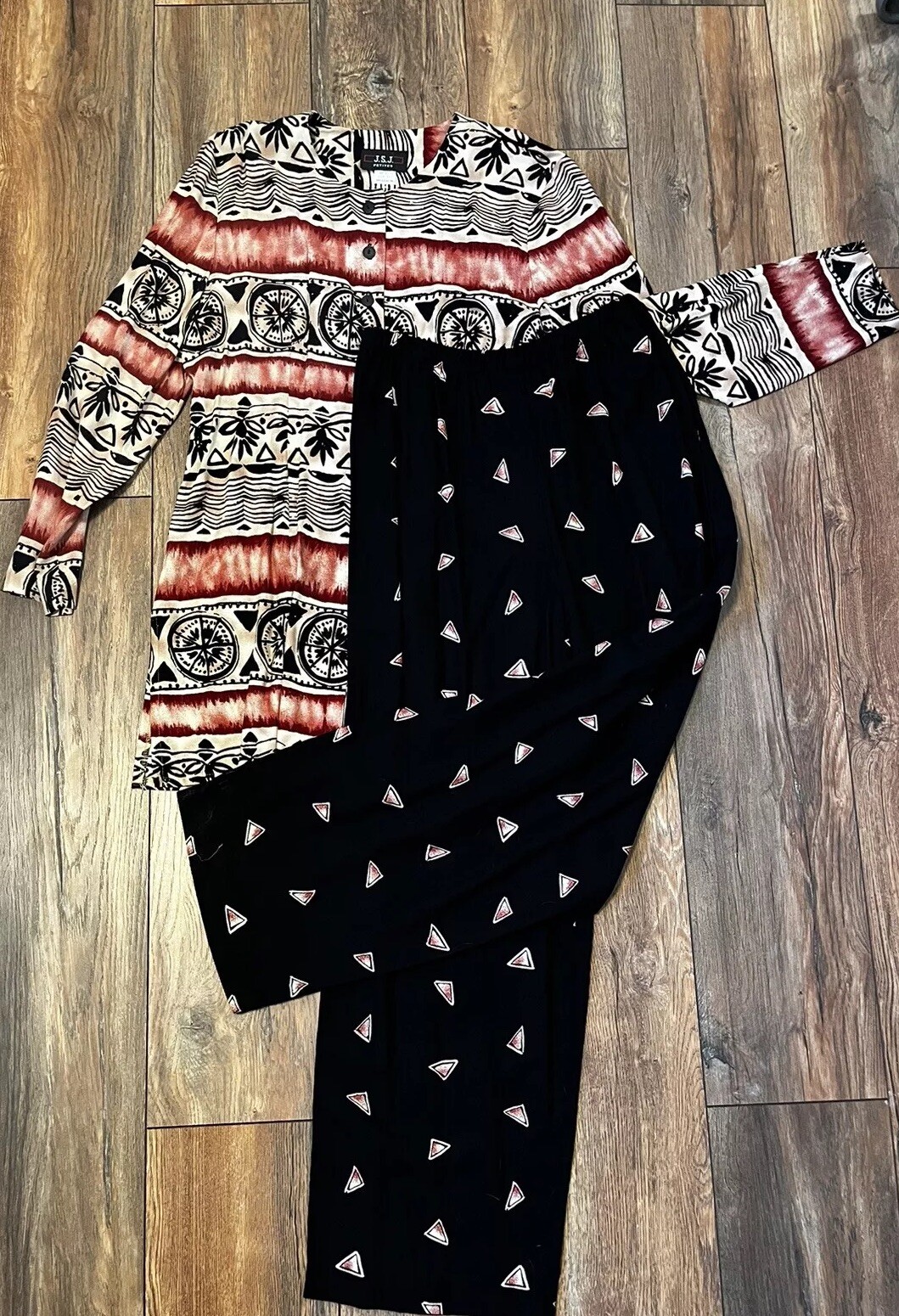 JSJ Petites Vintage 90s 11/12p Pant Set 3/4 Sleeve Made in USA