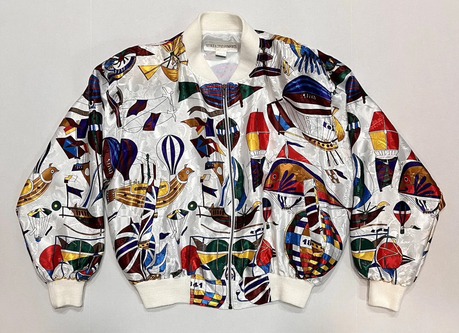 Vintage 80’s Nicole by J Farah Imports Satin Abstract Wearable Art Jacket Size 8