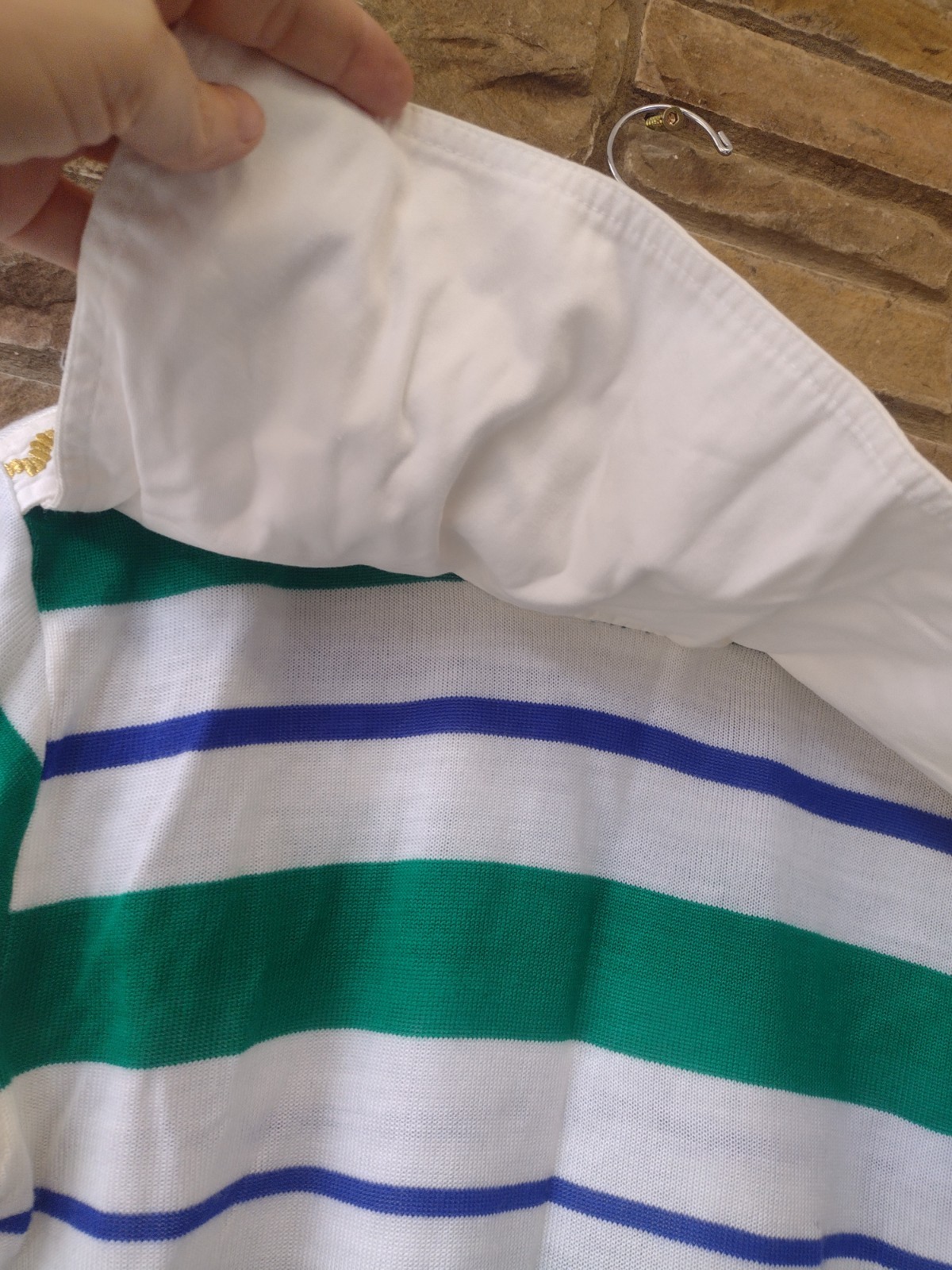 VTG 70s Kathryn Conover Sailor Collar Nautical Sweater M Hong Kong Blue Green
