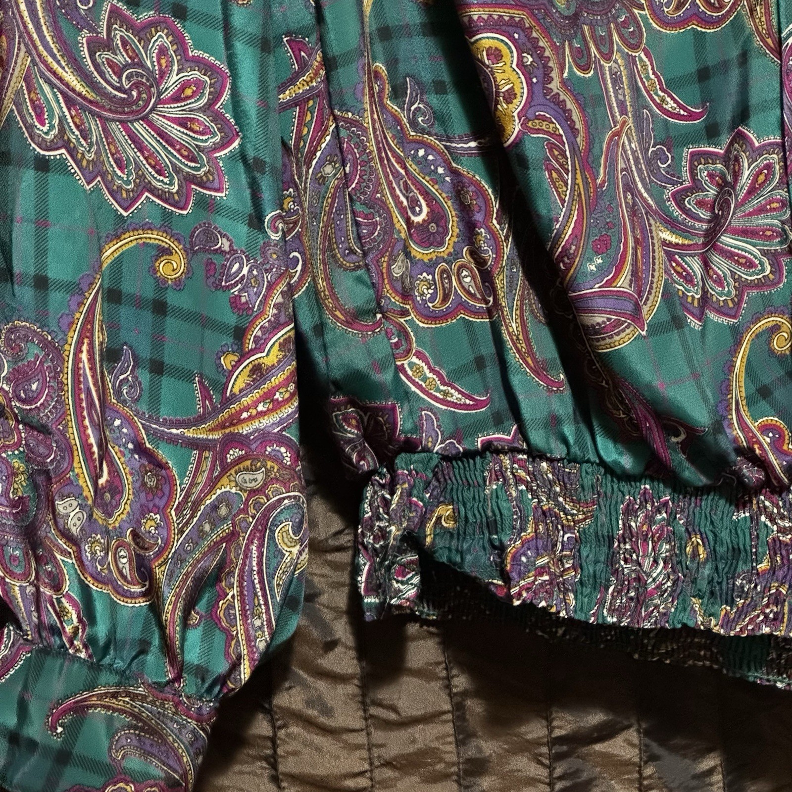 Alfred Dunner Blouse Sz 14 Blouse Bow Neck Long Sleeve Paisley 1980s Vintage