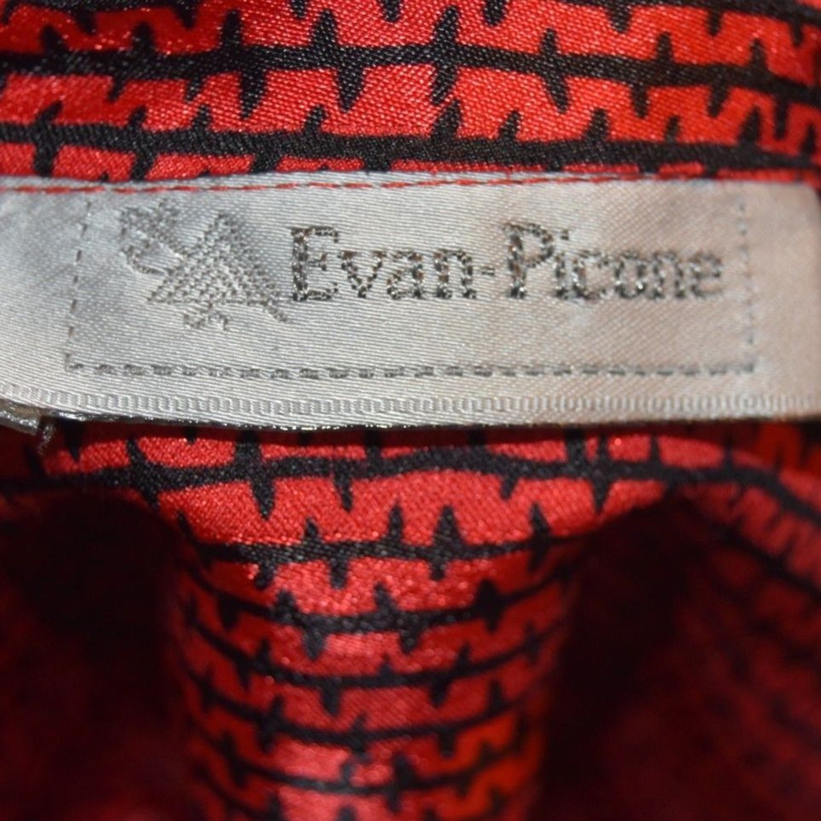 Vintage 80s Evan Picone Secretary Blouse Ruffle Neckline Red and Black Size XL