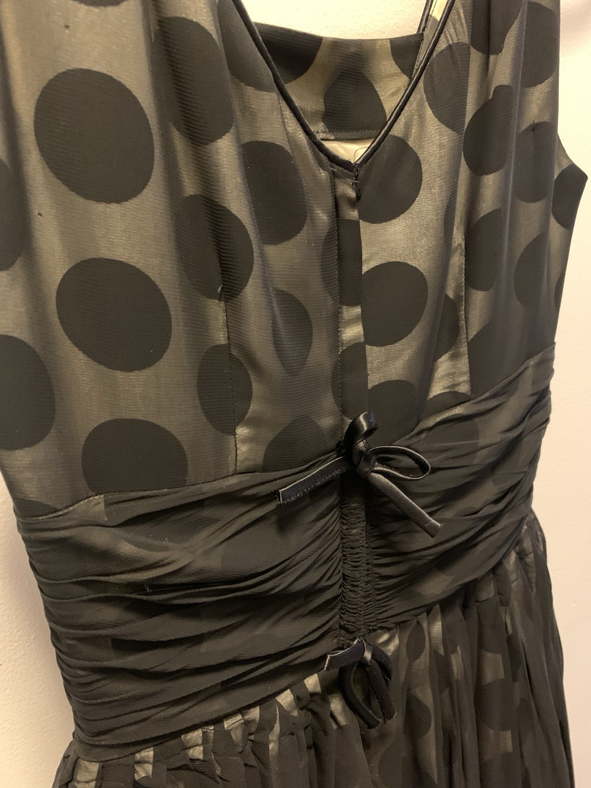 Vintage 1950’s Polka Dot Evening Gown Cocktail Black XS 32 X 24