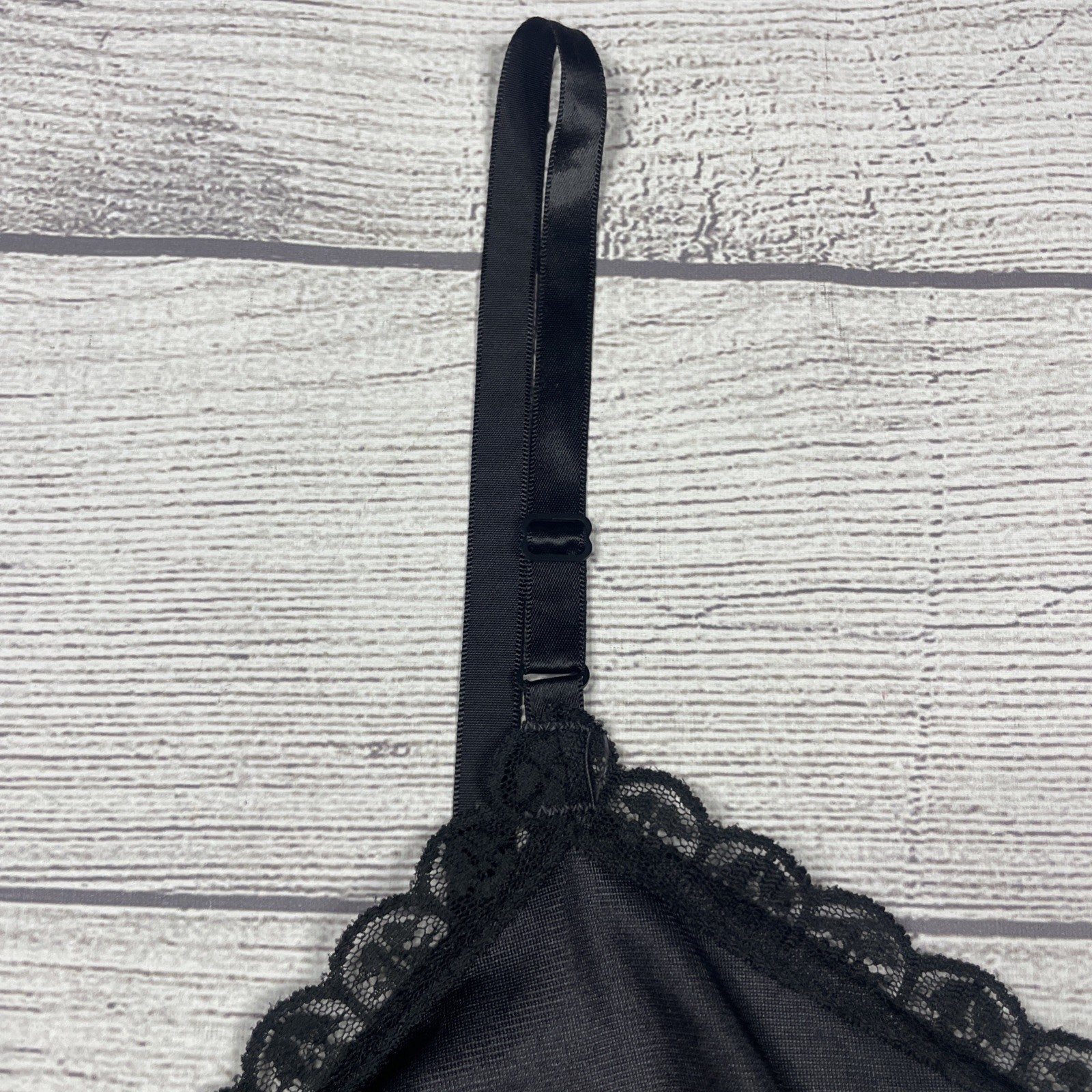 Vintage Nightgown Womens 34 Black Nylon Dupont Anton Lace ILGWU Made Silky