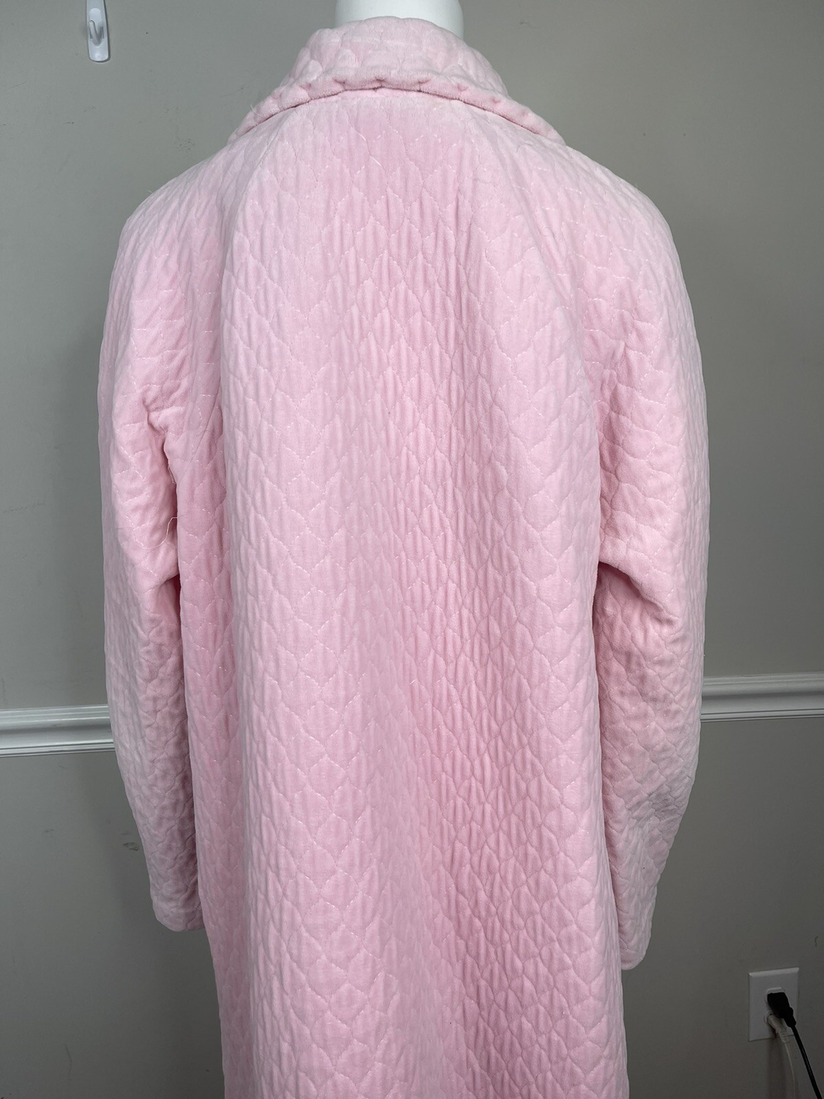 ARIEL Quilted Robe House Coat pink Women’s Size large Vintage 3/4 zip pockets