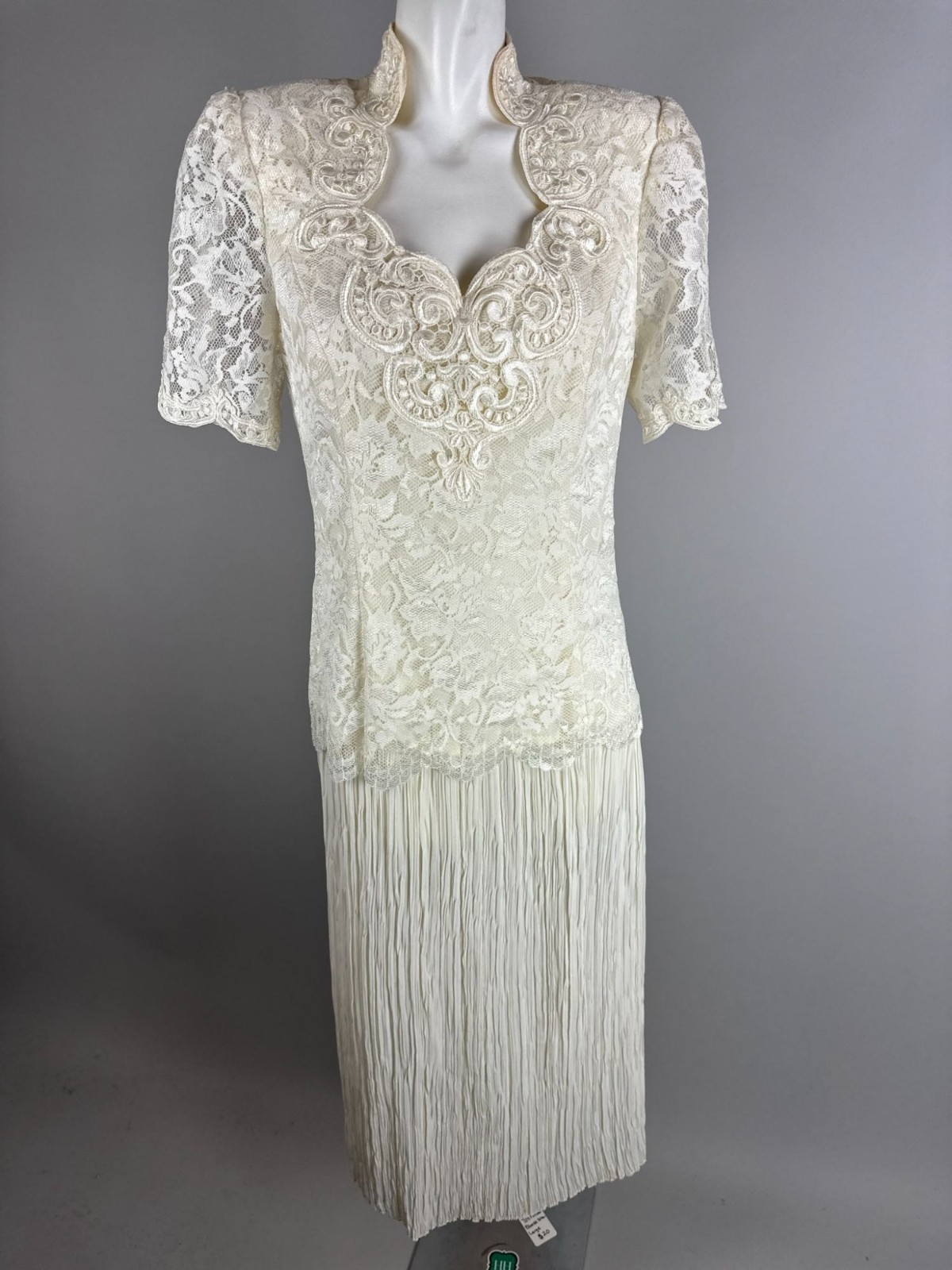 Vtg 80s Scott McClintock Vintage Dress Ivory Lace Wedding Cottage Core Size 10