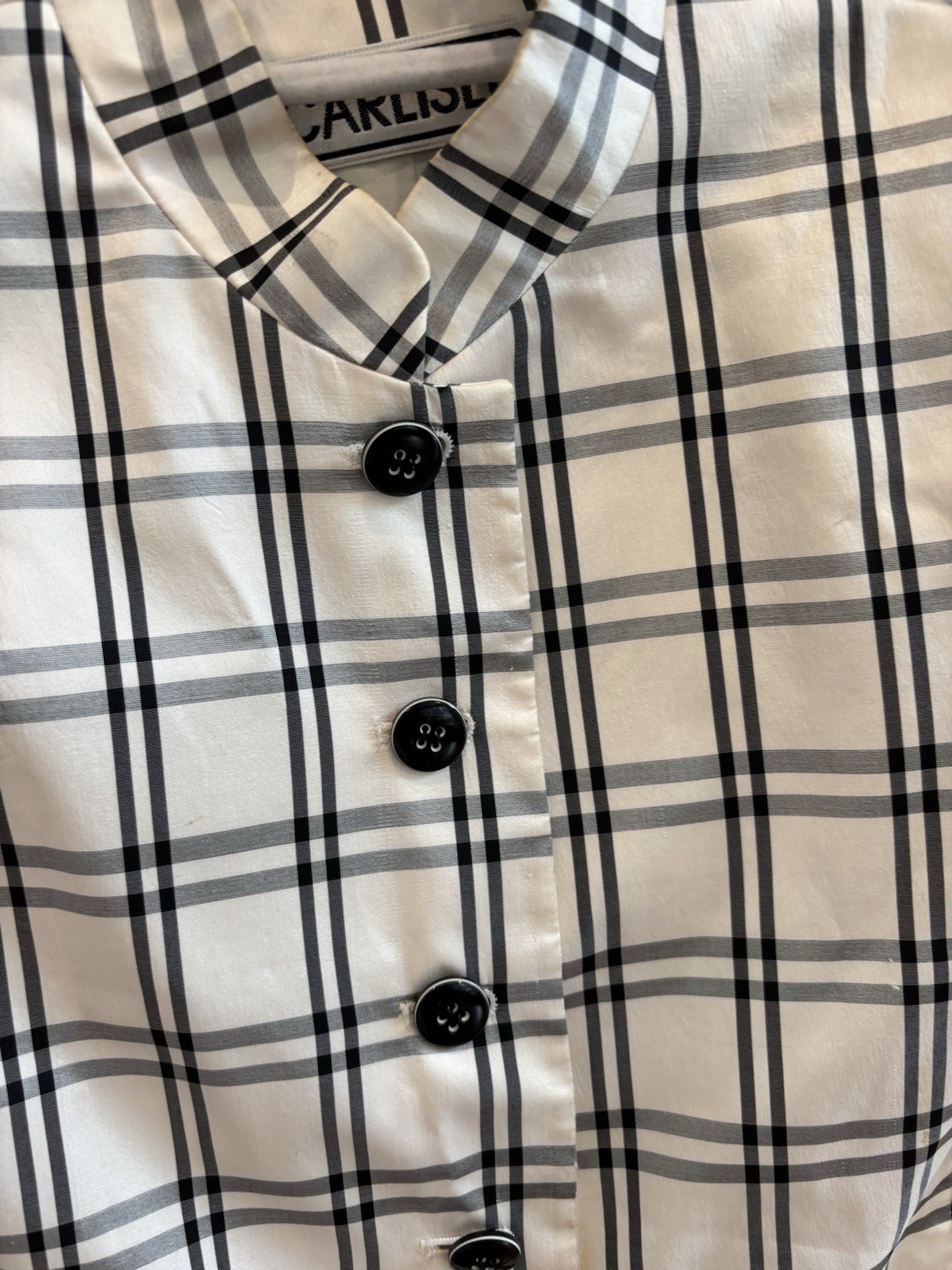 Vintage Carlisle Black White Plaid Blazer 90s Retro Size 8 Button Down
