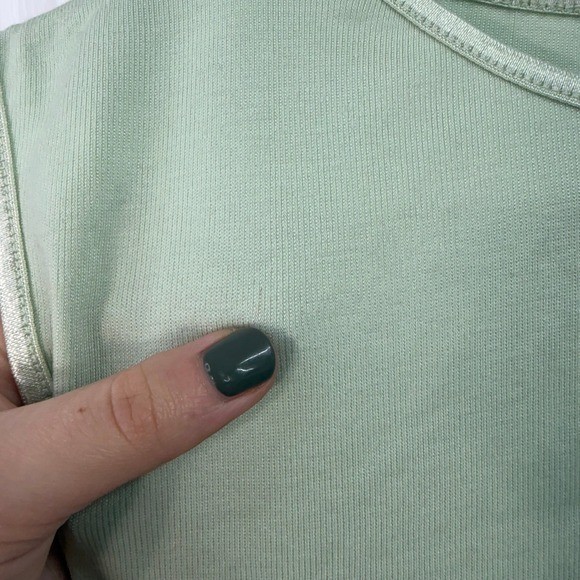 Vintage Claudia Barnes pastel green sleeveless knit cotton stretch basic shirt L