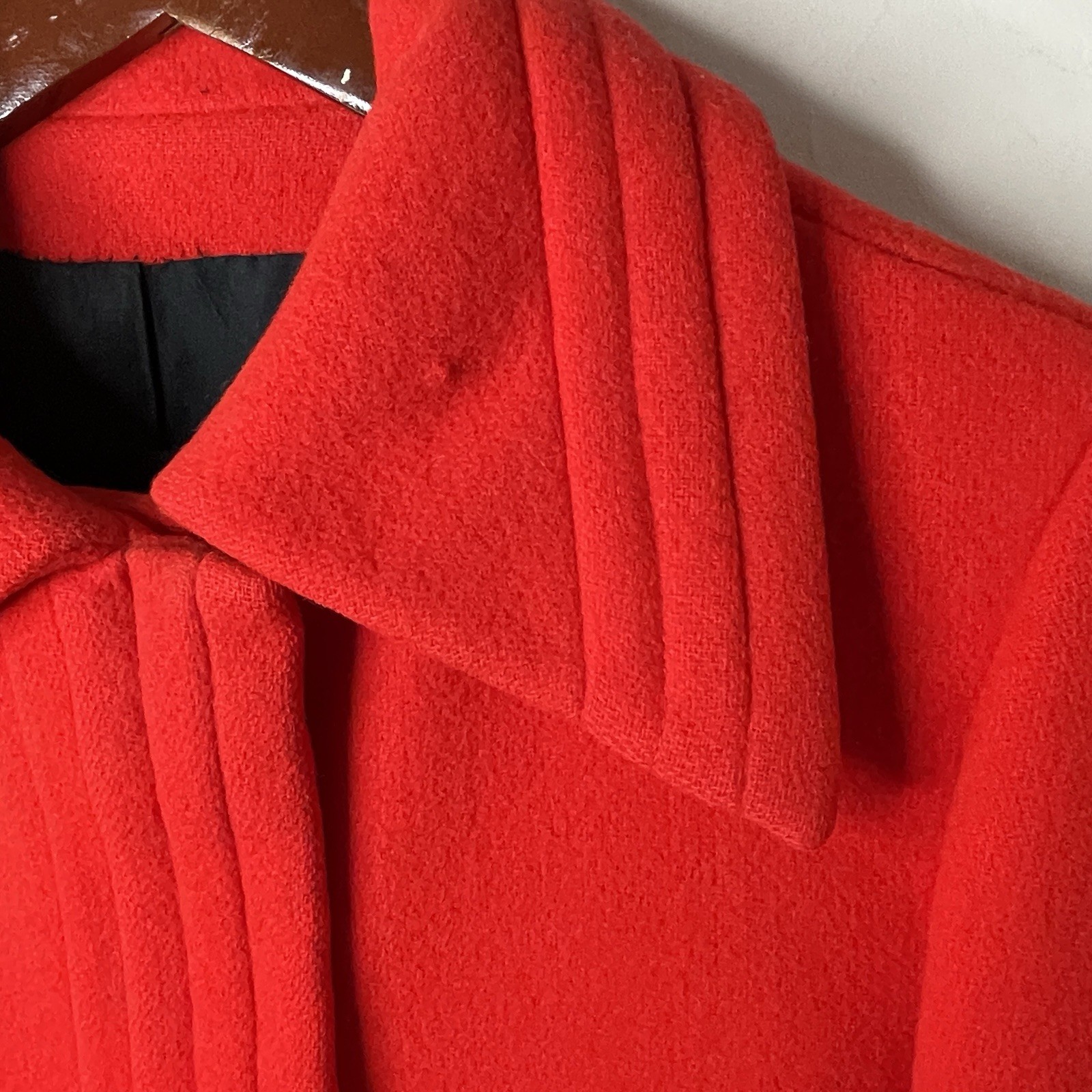 Vtg 60s Pauline Trigere Vermillion Wool Swing Coat RARE Mid Century Mod French