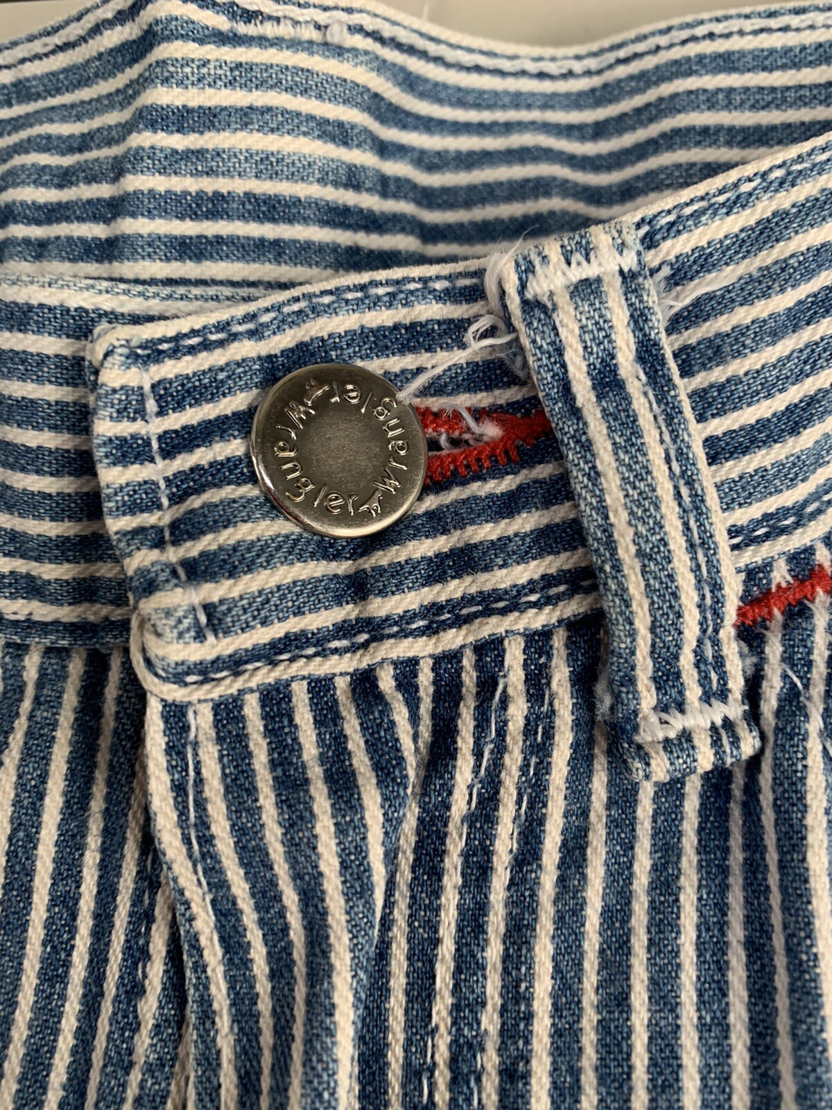 Vintage Wranglers 29×32 High Waisted Vertical Striped Conductor Jeans
