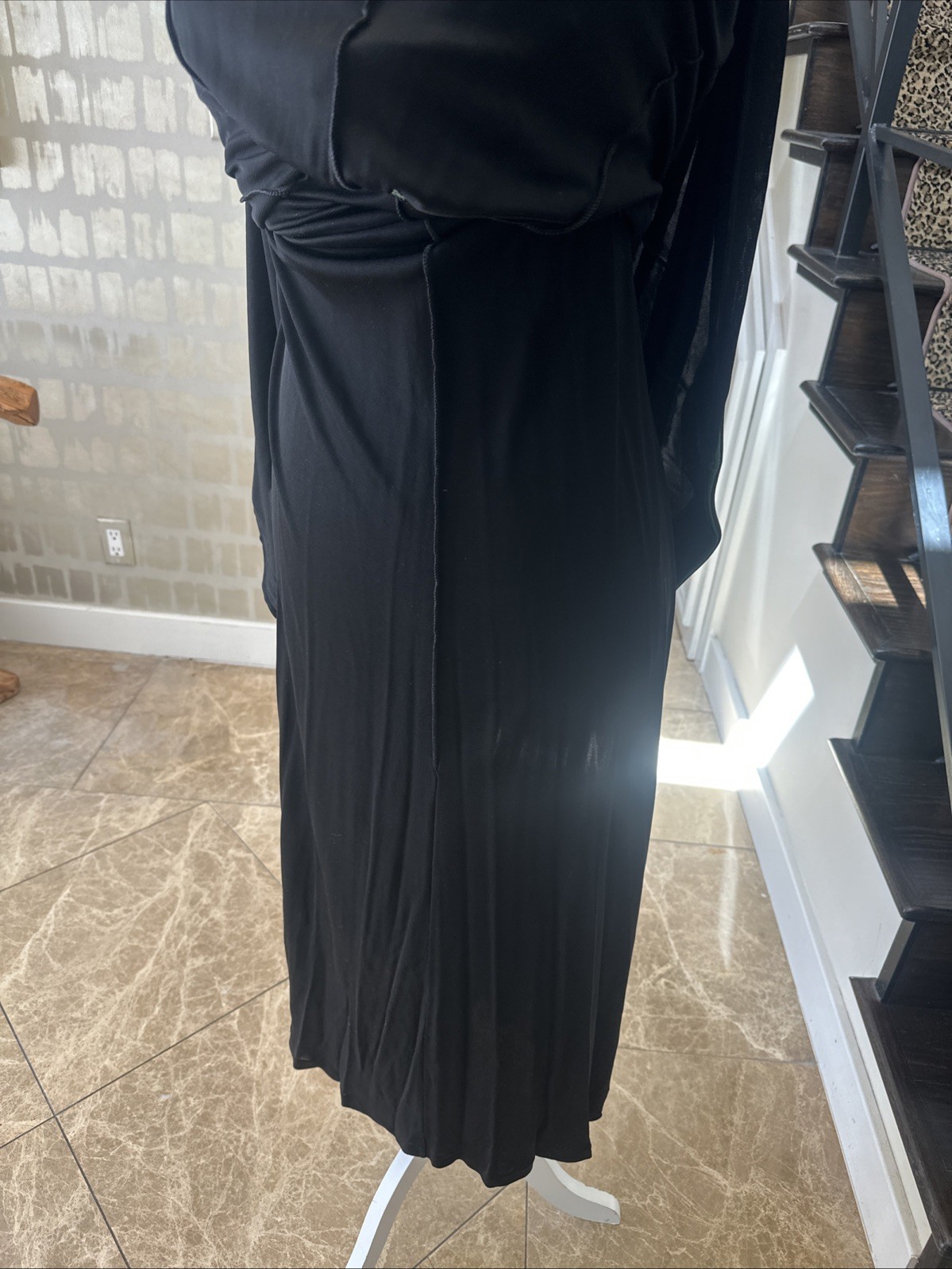 Mariano Toledo VTG Y2K Bias Cut Black & Green Jersey Low Neck Fishtail Gown 2