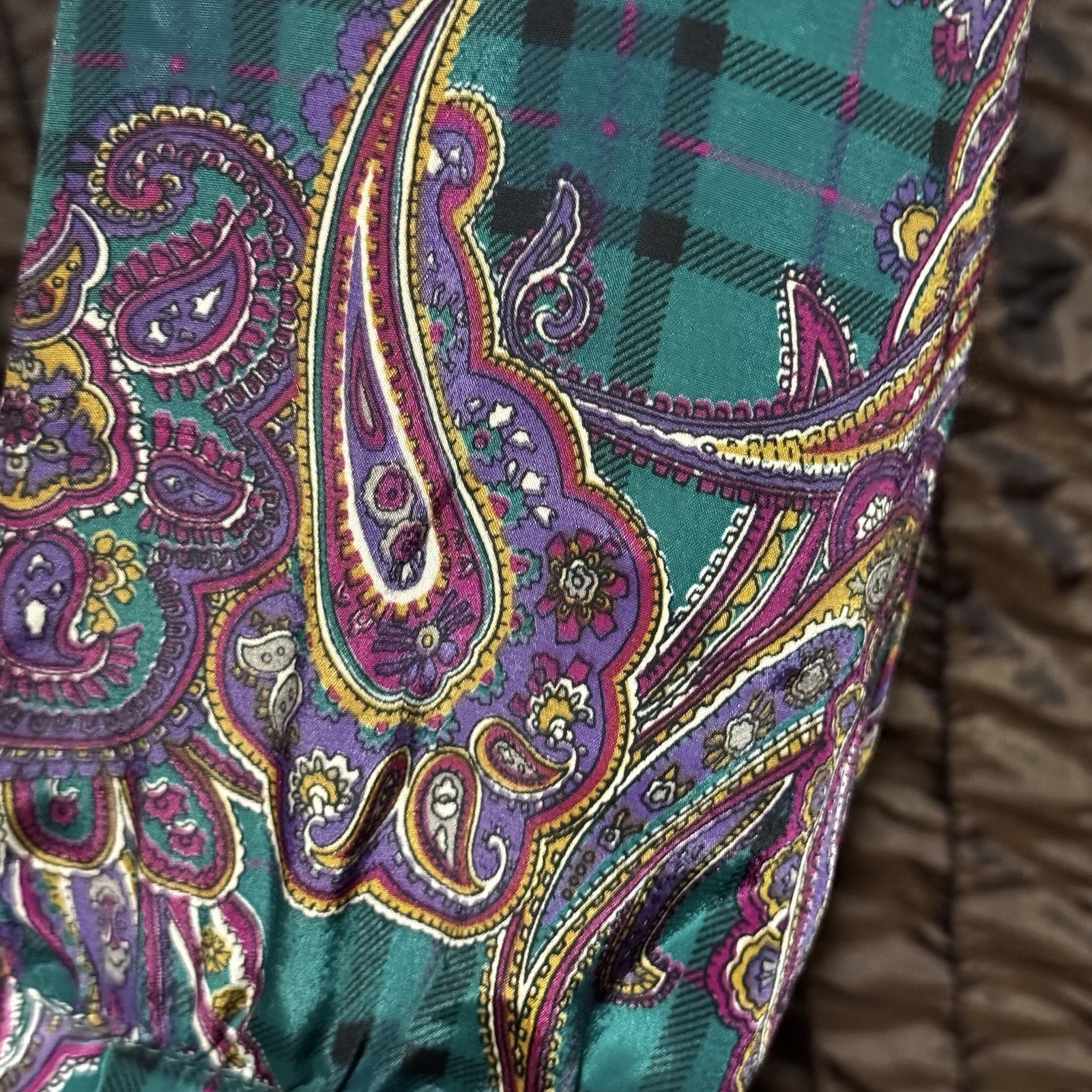 Alfred Dunner Blouse Sz 14 Blouse Bow Neck Long Sleeve Paisley 1980s Vintage