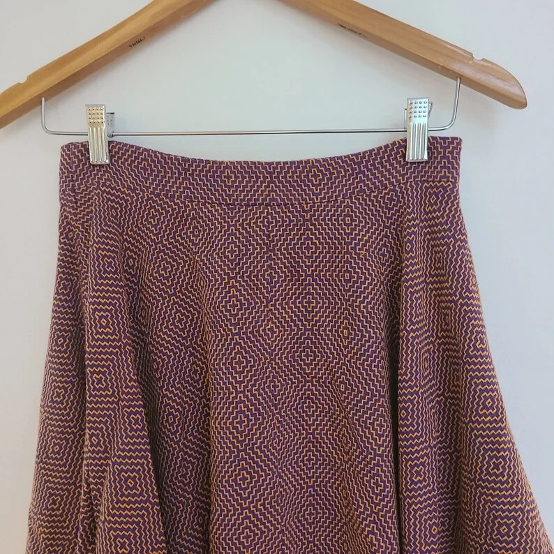 Vintage Women’s Erzumah Ackerson Skirt Purple Orange UK 8 US 4 Geometric Zipper
