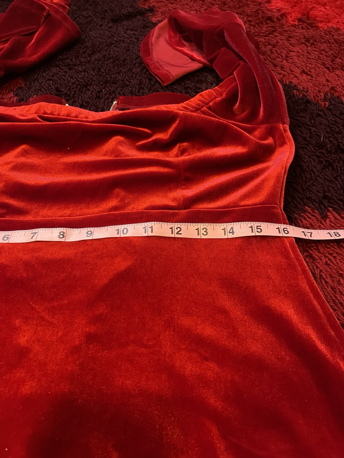 Vtg Y2K Teeze Me Bell Sleeve Velvet Dress 13/14 Red Sexy Romantic Party Prom