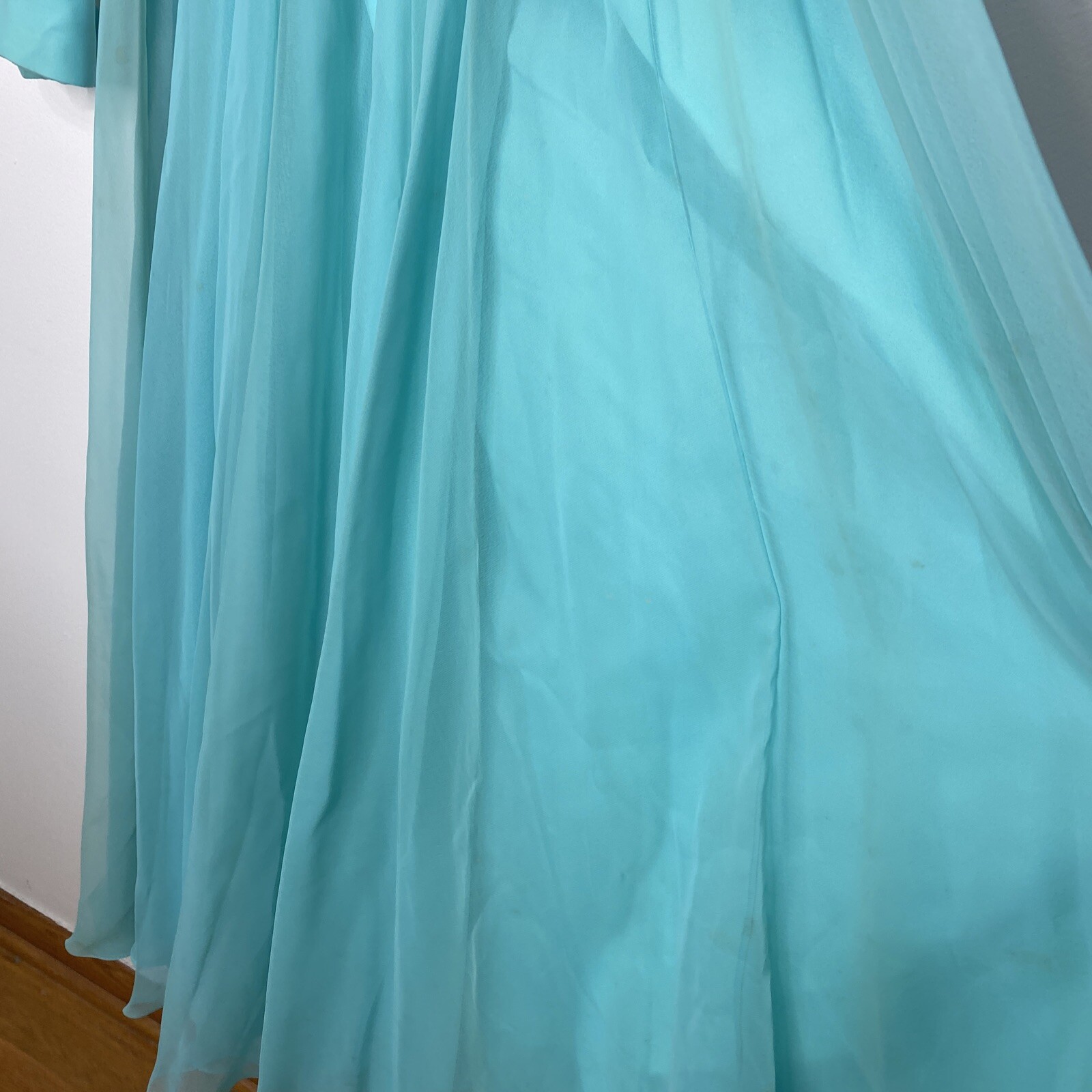 Vintage 1970’s Maxi Dress Cocktail Sheer Pleated Green 6 Shannon Rodgers