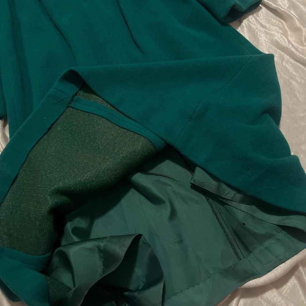 Vintage 80s Fashion Wellington Teal Trench Coat size Large Preppy Retro Classic