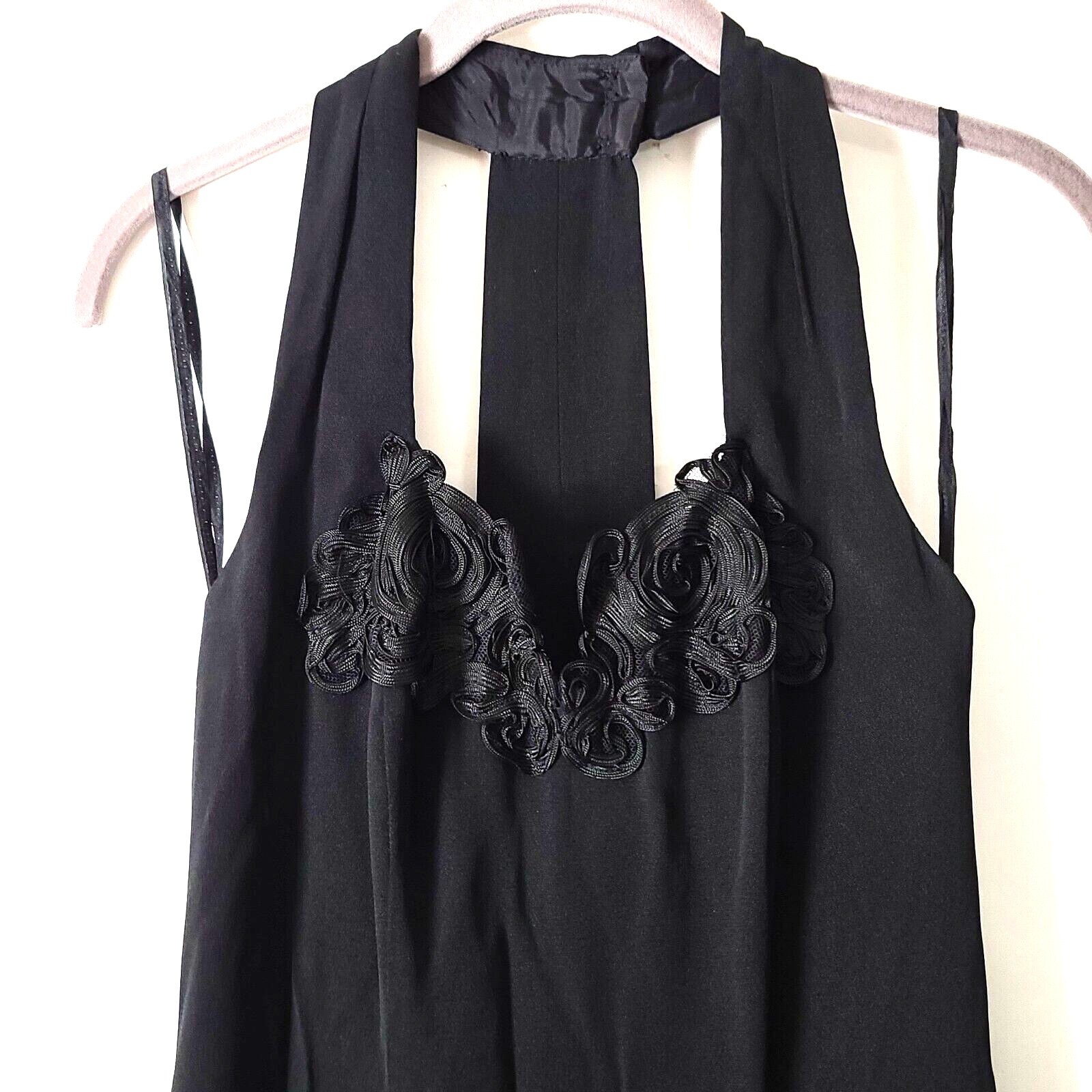 Vtg BB Collections Halter Maxi Sheath Dress Sz 6 Black Slit Formal Prom Dressy