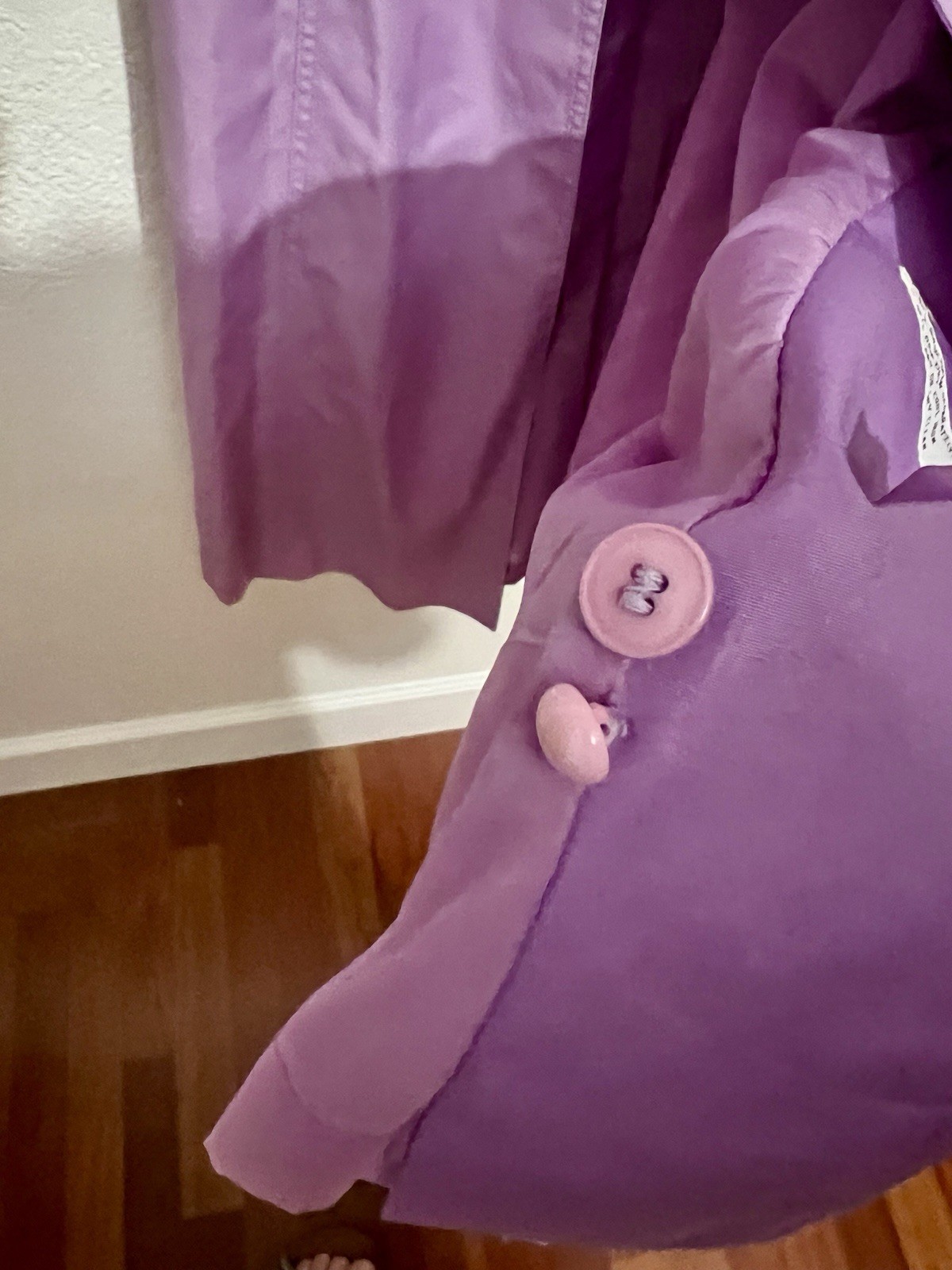 Vtg Purple Trench coat Belted Women’s Puff Sleeve 80s Raincoat Retro Long Coat S