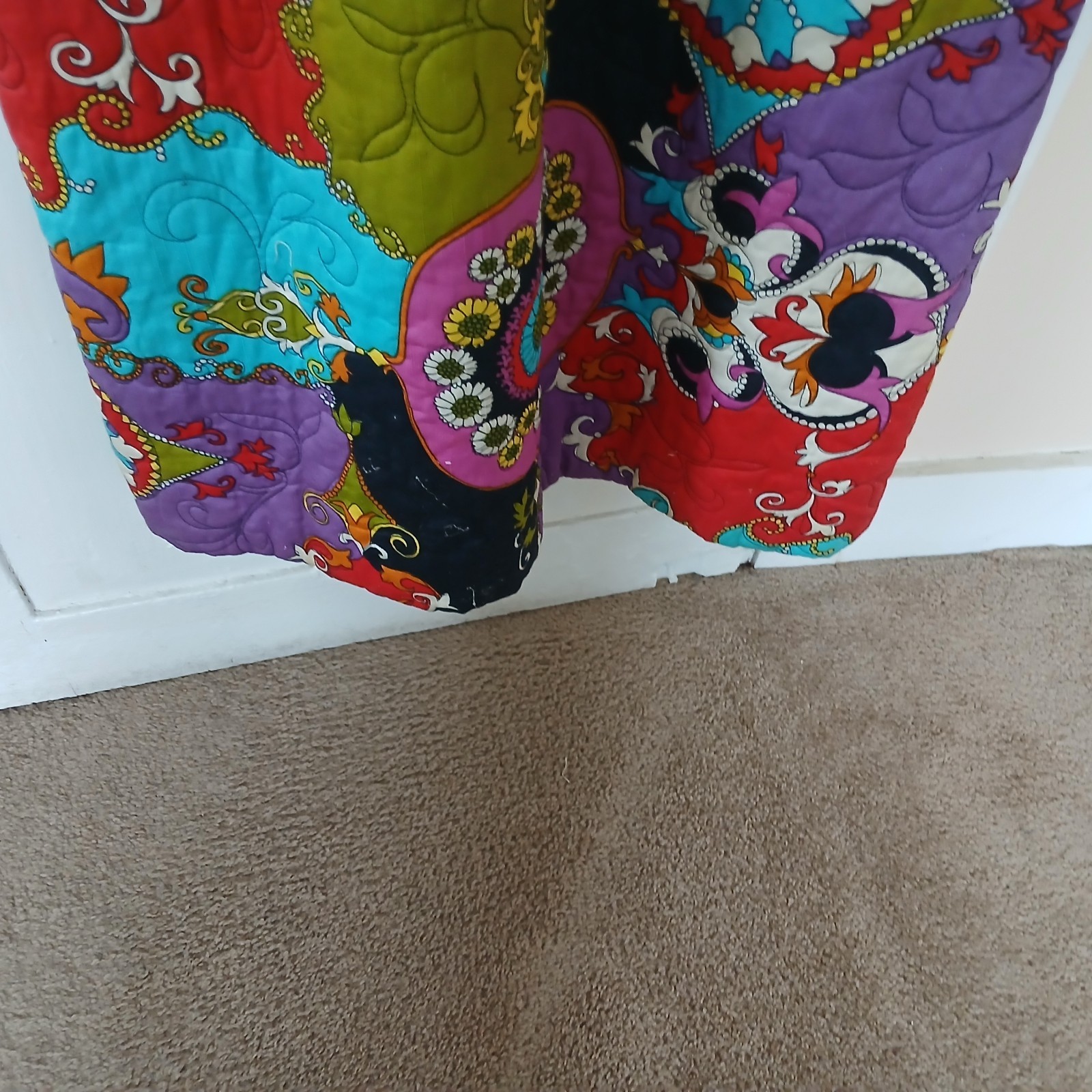 VTG DYNASTY QUILTED MULTICOLORED BEAUTIFULL LONG SLEEVE DRESS SIZE 8 READ
