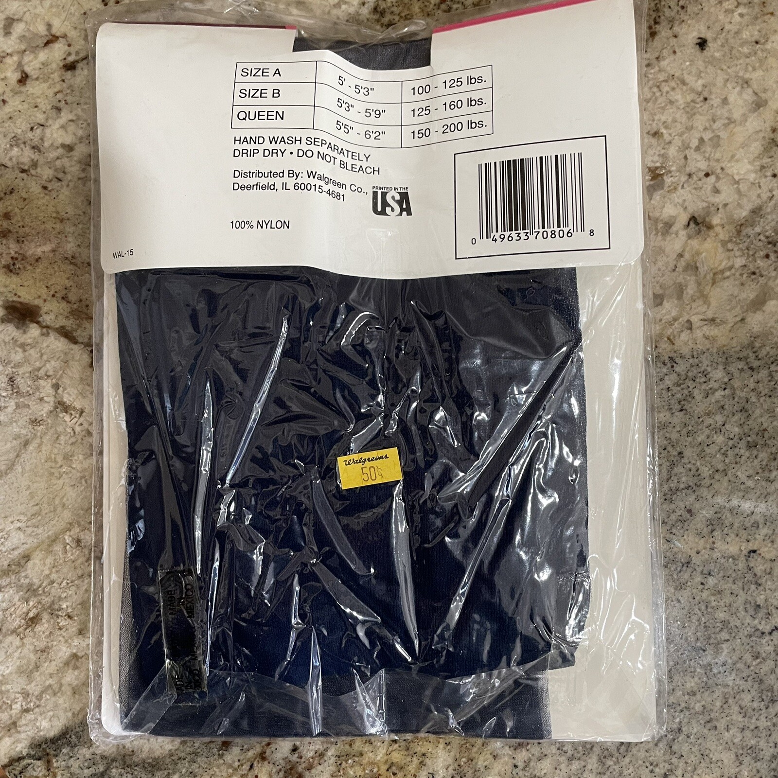 Walgreens Pantyhose Queen Size Navy Regular Sheer Vintage