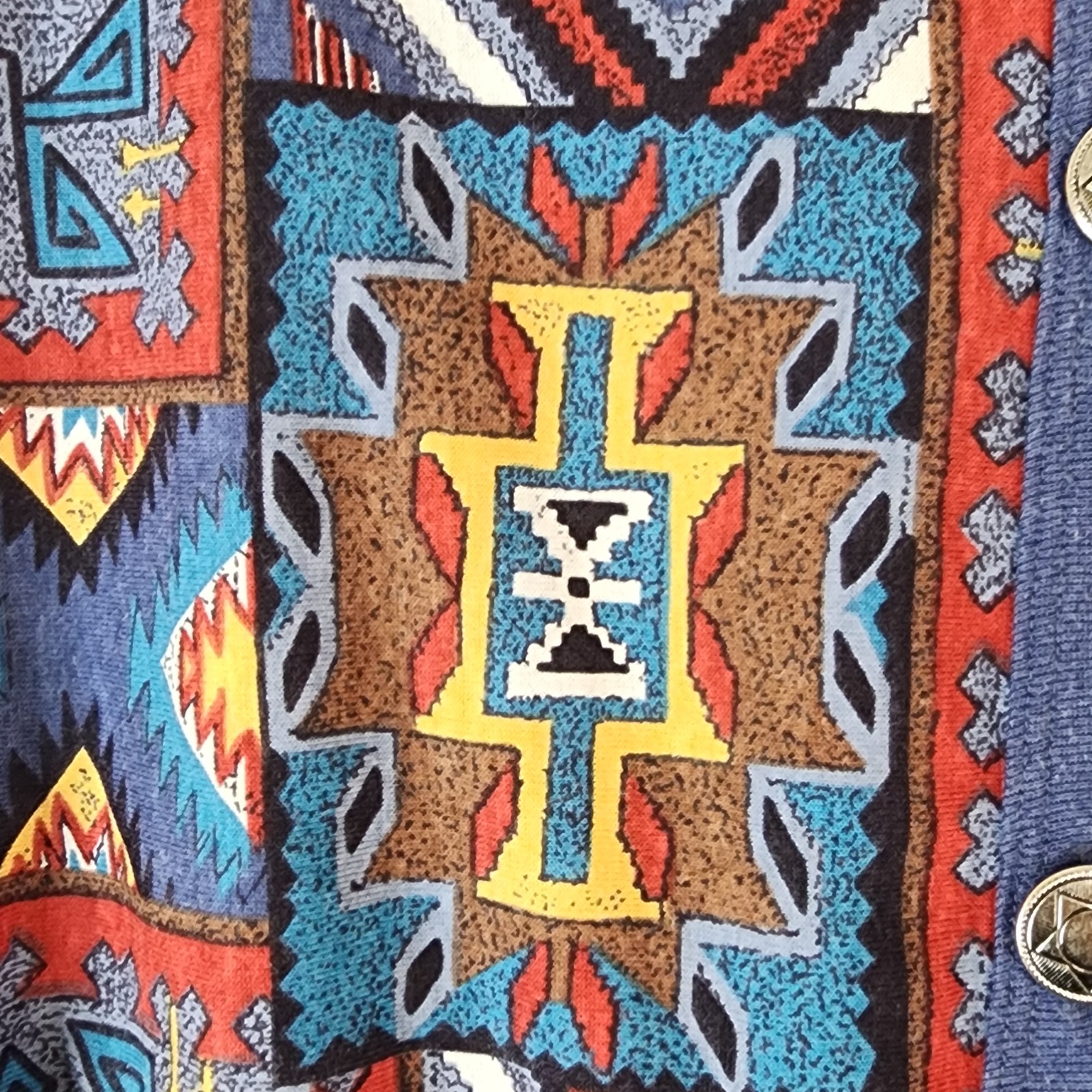 Young Stuff Womens Western Fringe Cardigan Size L Multicolor Aztec Print #2060