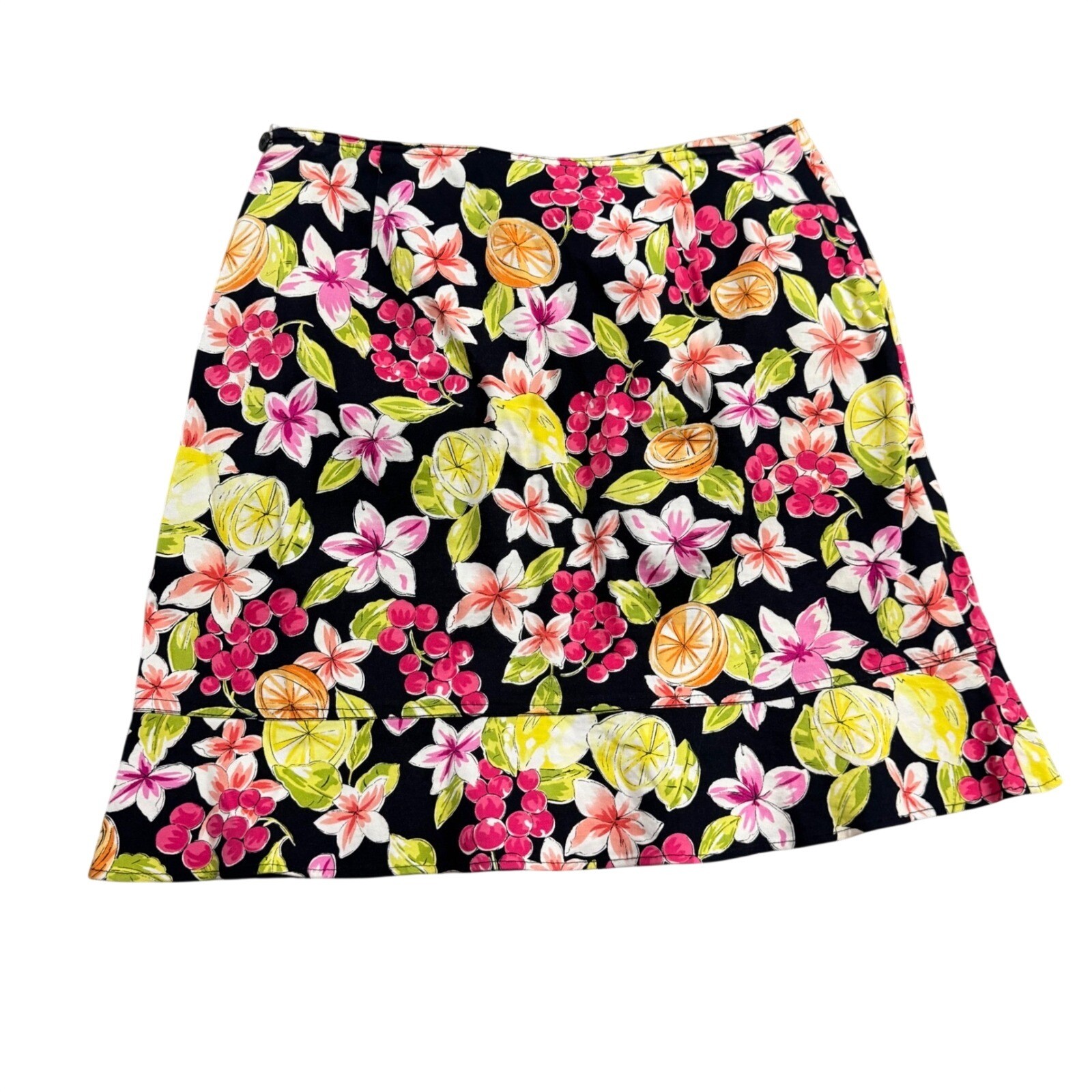 Skirtology Lemon Citrus Floral Print Mini Skirt S/14 Tropical Y2k Fruit Art