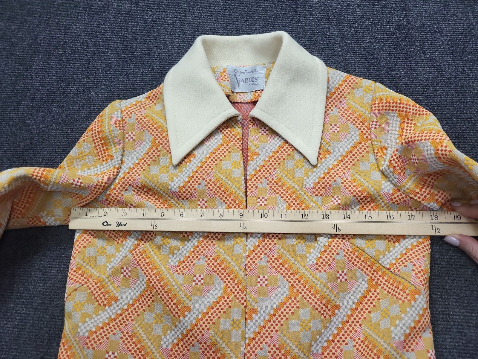 Vintage 1970s Nardis of Dallas Geometric Print Mod Jacket