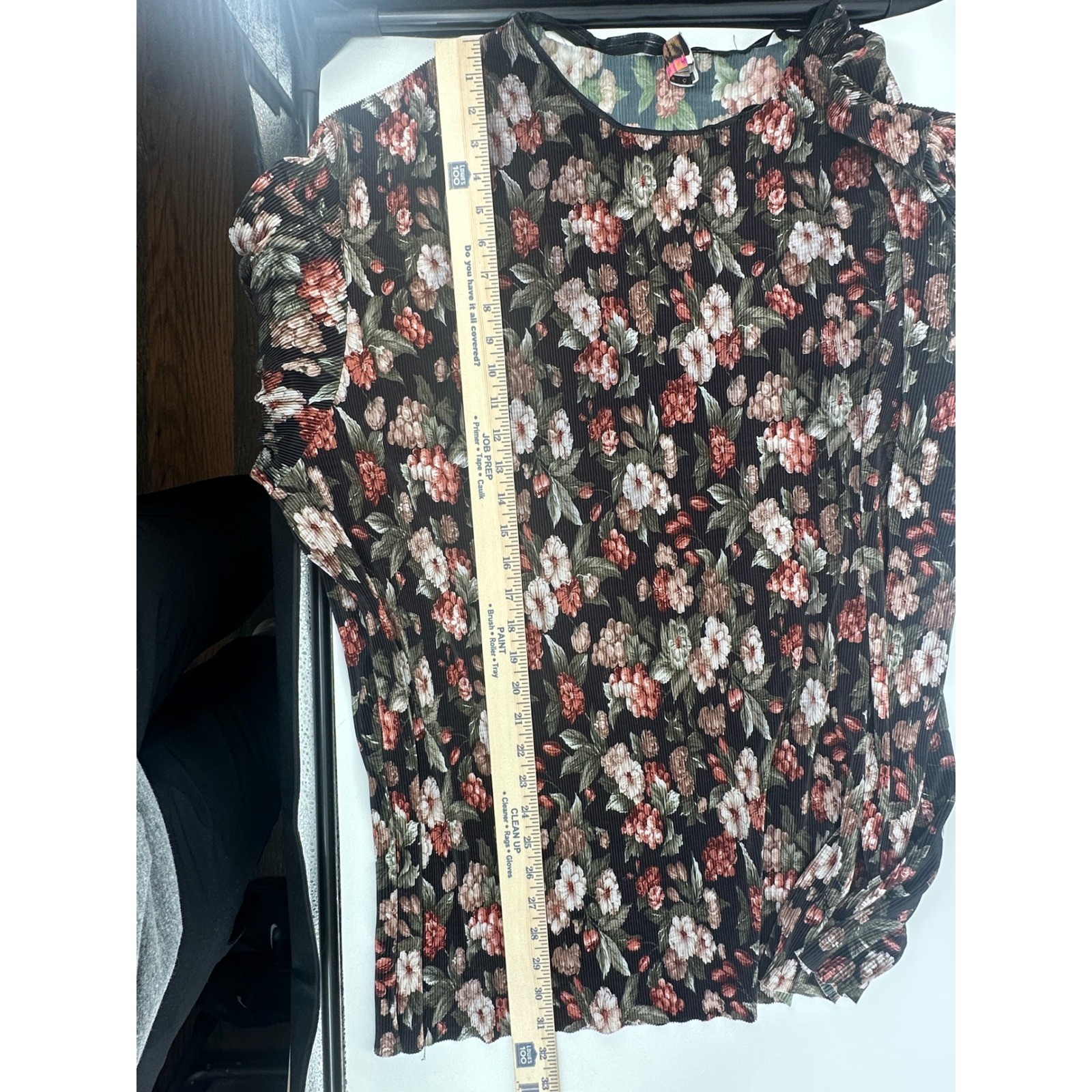 Vintage Diana Marco Floral Pleated Long Sleeve Blouse Size 18/20 USA Feminine
