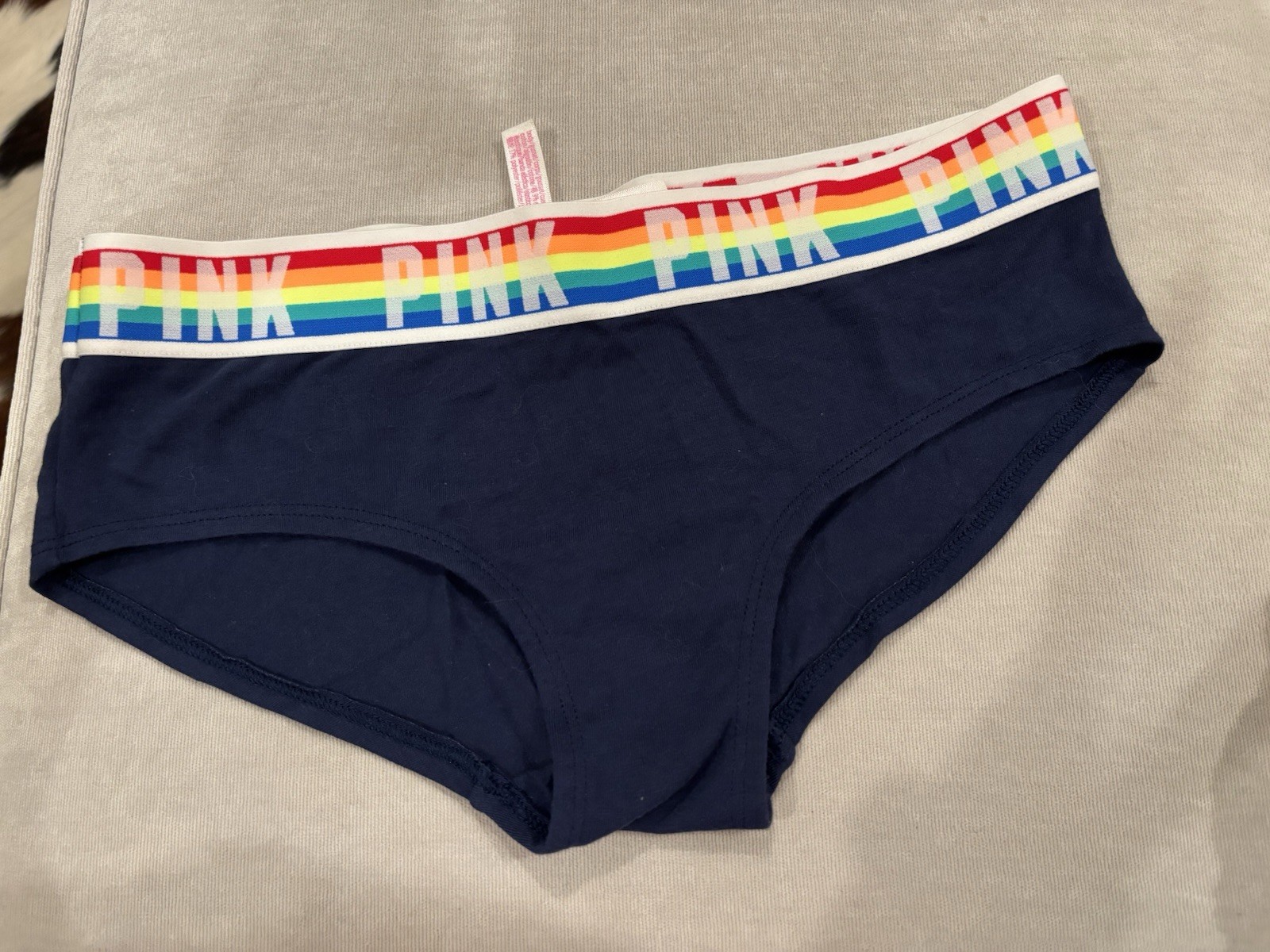 Victoria’s Secret PINK Logo Bikini Hipster Rainbow Pride Panties Women Sz M