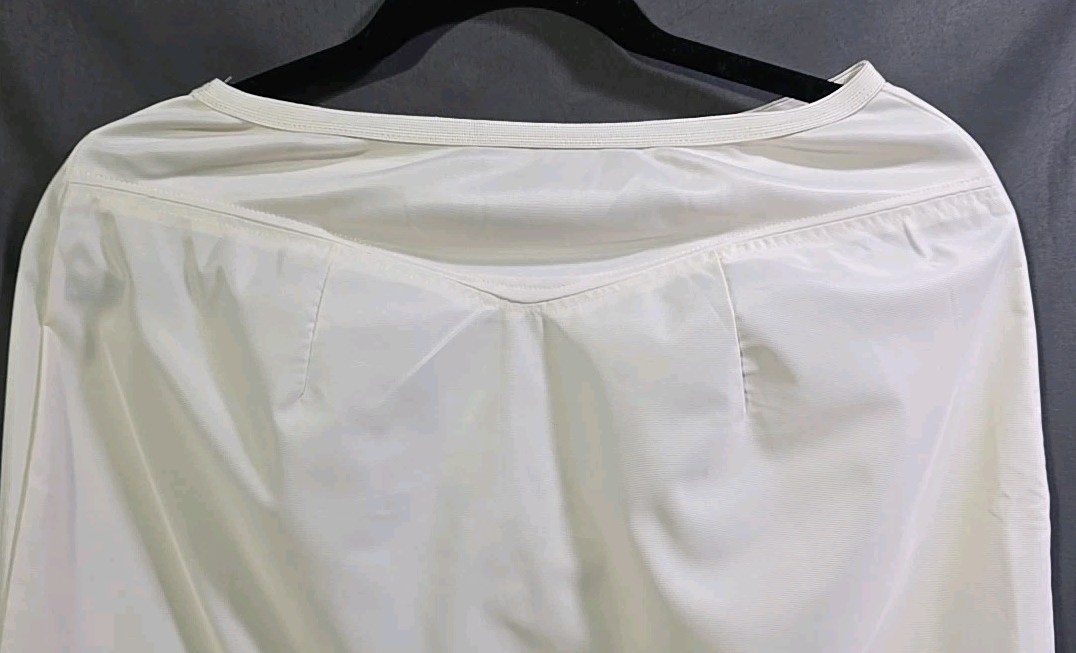 Taffeta Half Slip Vintage Sears Dual Slit Lace Trim White Waist 30″-32″ L 38″