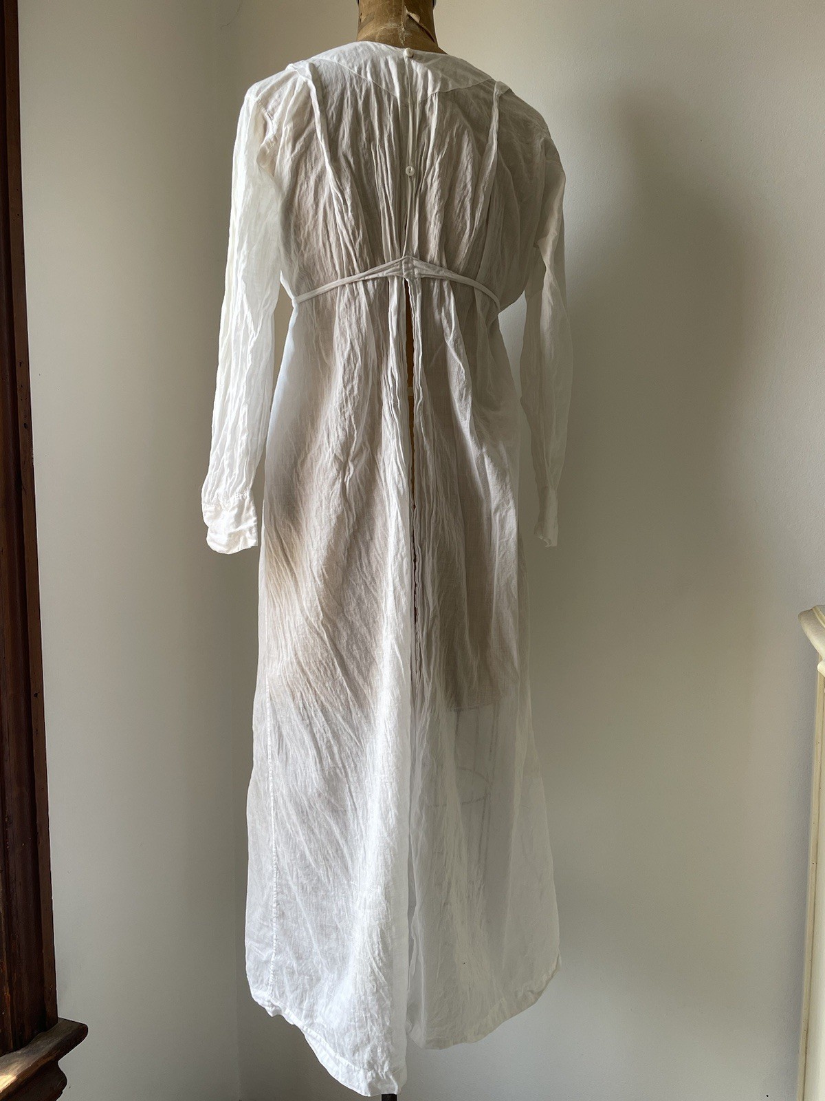 Antique Edwardian White Handkerchief Cotton Dress Cover Nurse Maid Uniform XS/S