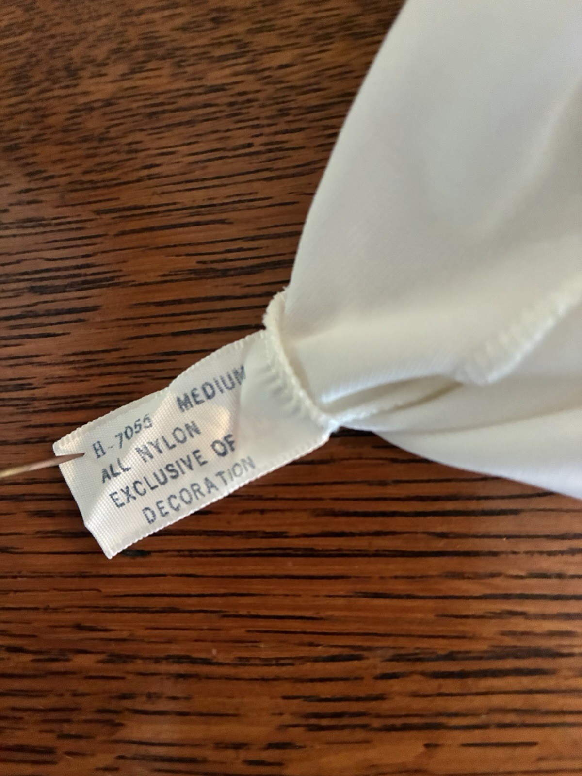 Vintage White Laros Nylon Nightgown Flower Appliqués Size Med Cut # 125