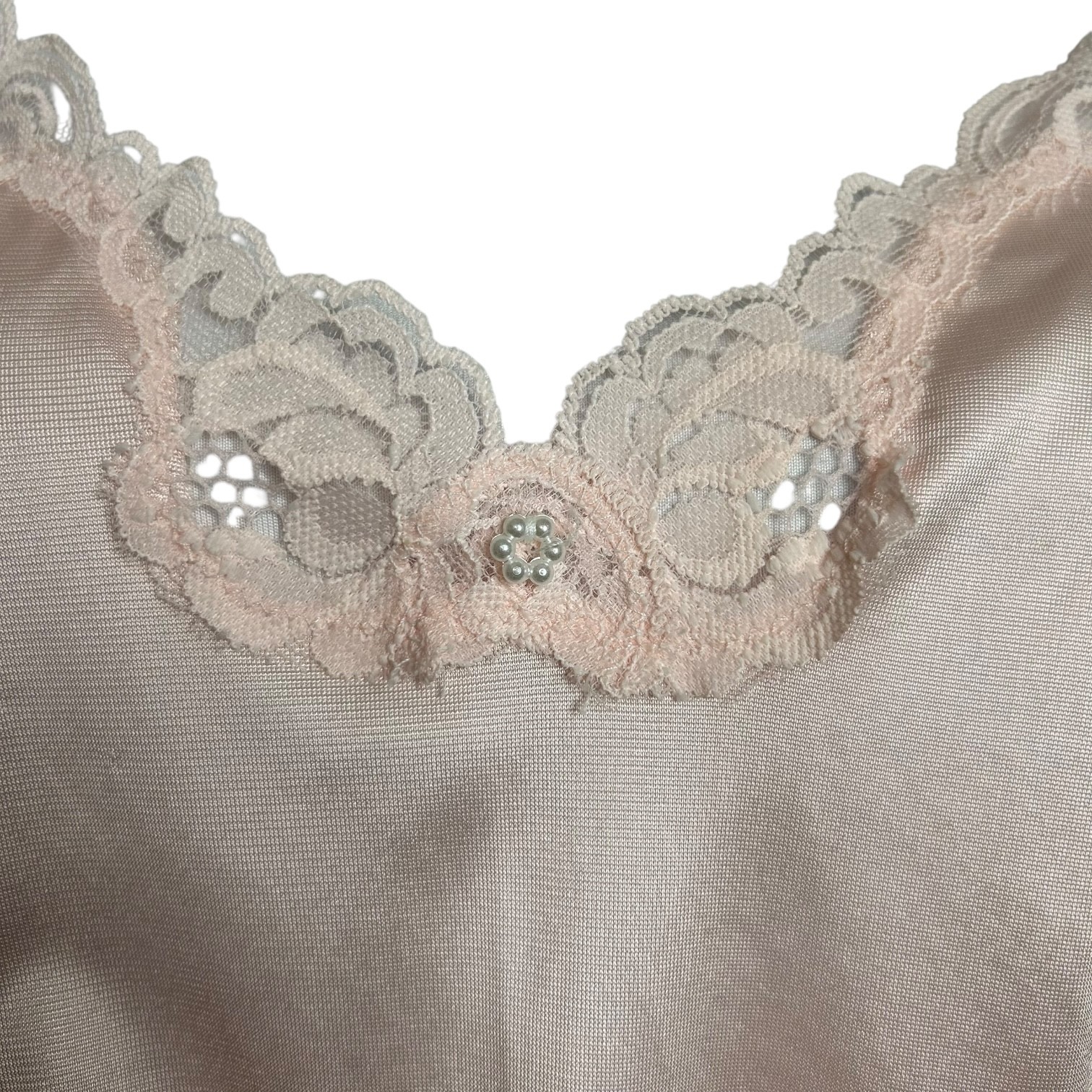 Vintage 80s Fairy Top M Pink Lace Trim Coquette Cottage Lingerie Cami Warners