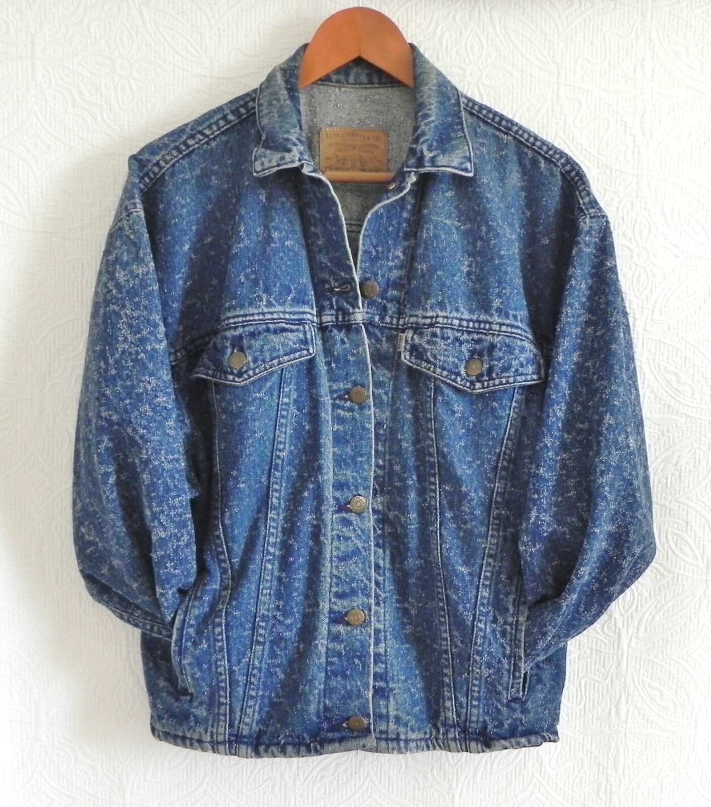 Levis One of a Kind Trucker Distressed Denim Native Chief Hand Painted Size L