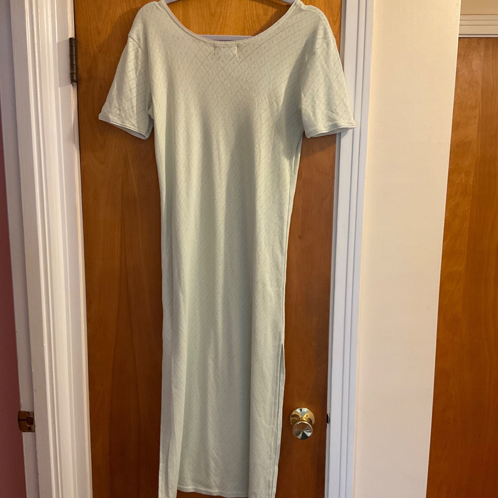 Laura Tyler At Home Nightgown Women’s Sz S Pale Green Sheer Short Sleeve Slits