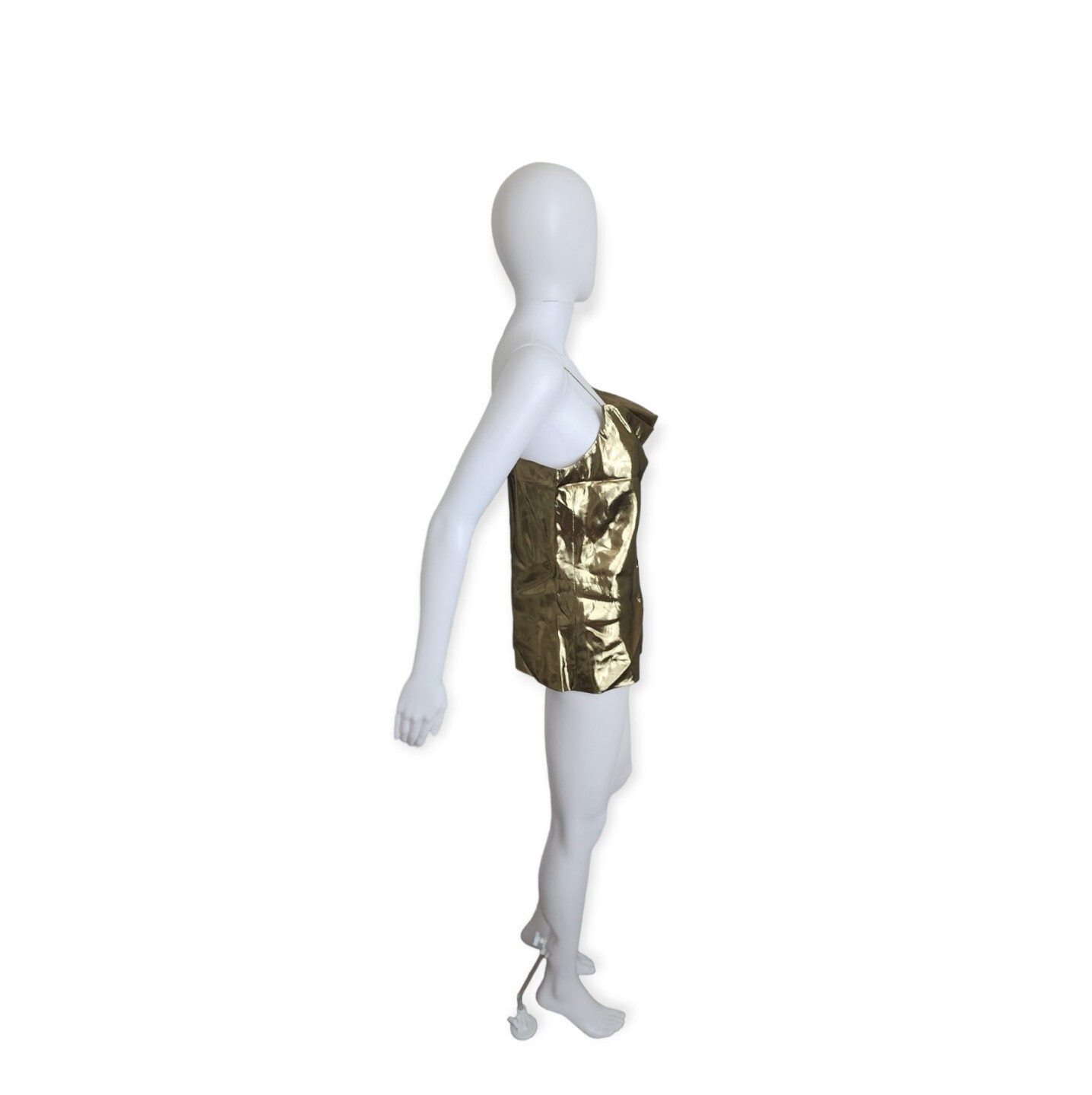 Vintage 80s Carlisle Gold Lame Disco spaghetti strap top 8