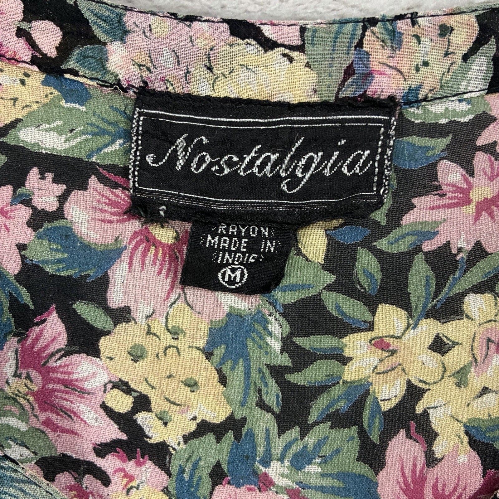 VTG 90s Nostalgia Sheer Floral Short Sleeve Button Up Maxi Dress Womens M Grunge
