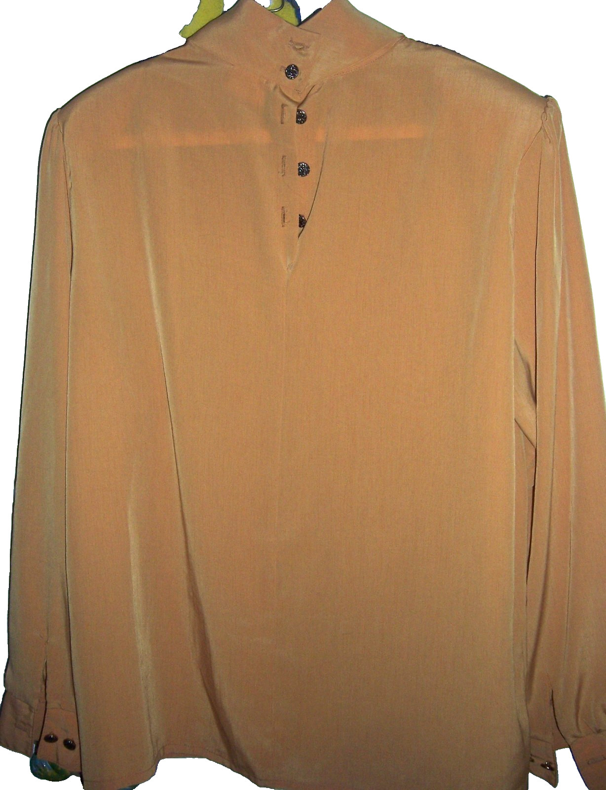 VINTAGE TAN JAY MUSTARD YELLOW 100% POLYESTER TAILORED BLOUSE – SIZE 10