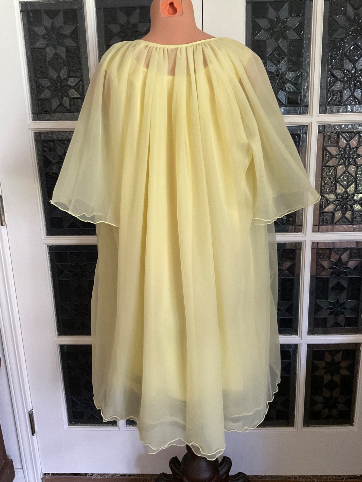 Vtg. 1960’s Peignoir Set Babydoll Nightgown 4 Layers Chiffon Nylon Lace Trim M/L