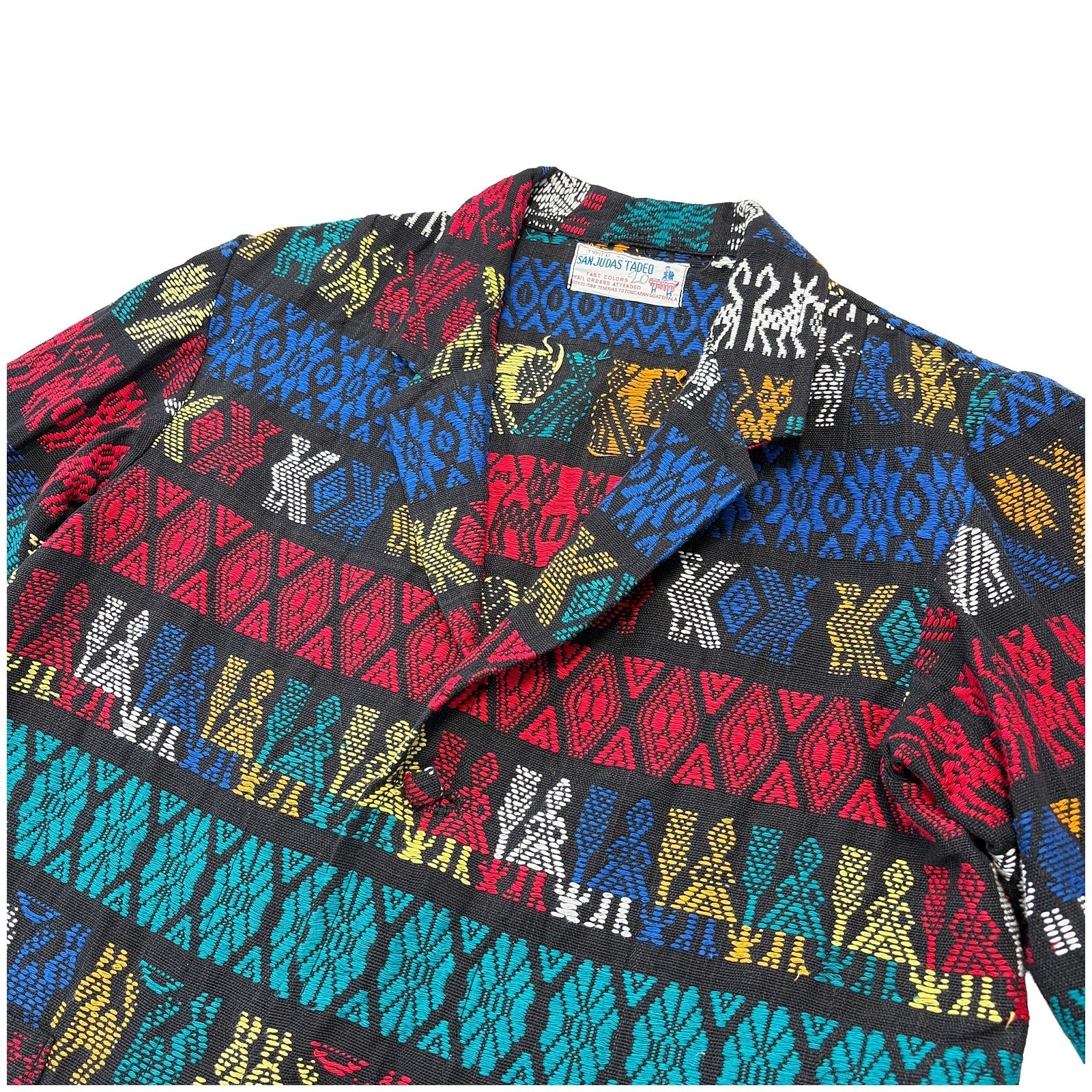 VTG 60s 70s San Judas Tadeo Woven Jacket Blazer Guatemalan M Boho Rainbow