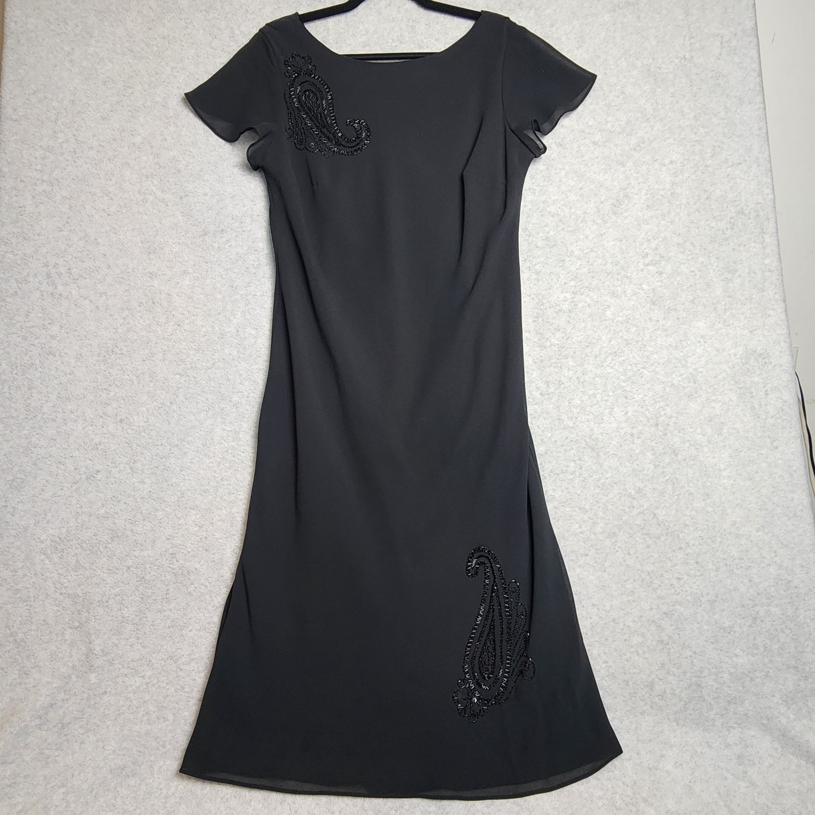 Vtg 90’s Black Beaded Maxi Dress Robbie Bee Scoop back dancing cocktail dressy