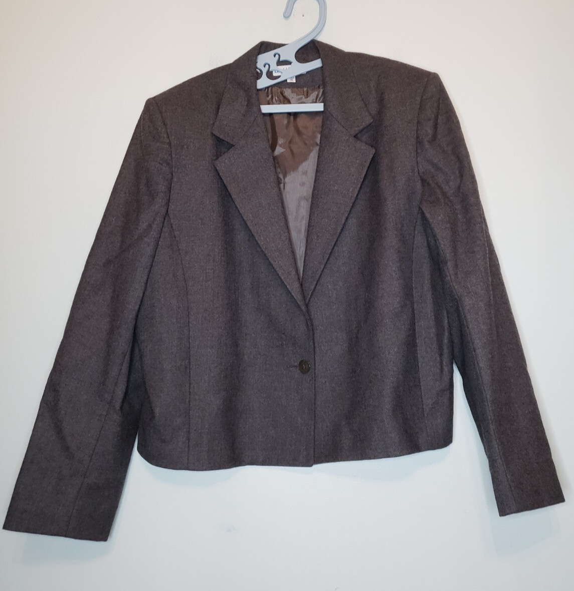 Vtg David Brooks Womens 14 Blazer 100% Pure Wool Gray Winter Fall Office Classic