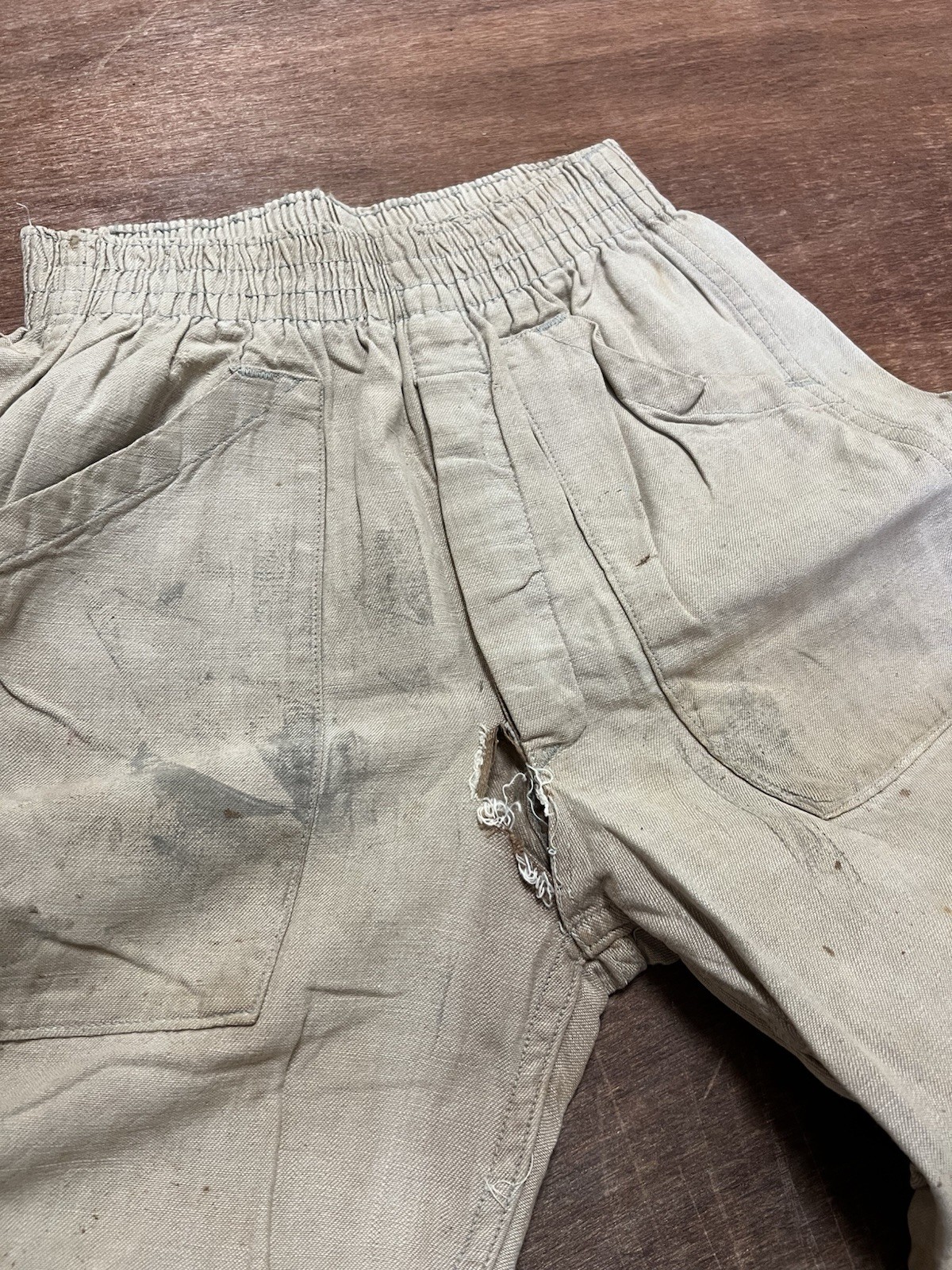 Vintage DRY ROT 40s 50s Wide Leg Cotton Canvas Distressed Pants (24”-26” Waist)