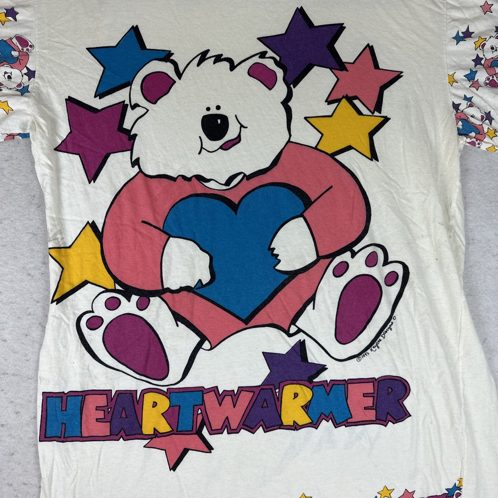 Vintage 1995 Jennifer Dale TEDDY BEAR HEARTWARMER Tshirt Long Nightgown