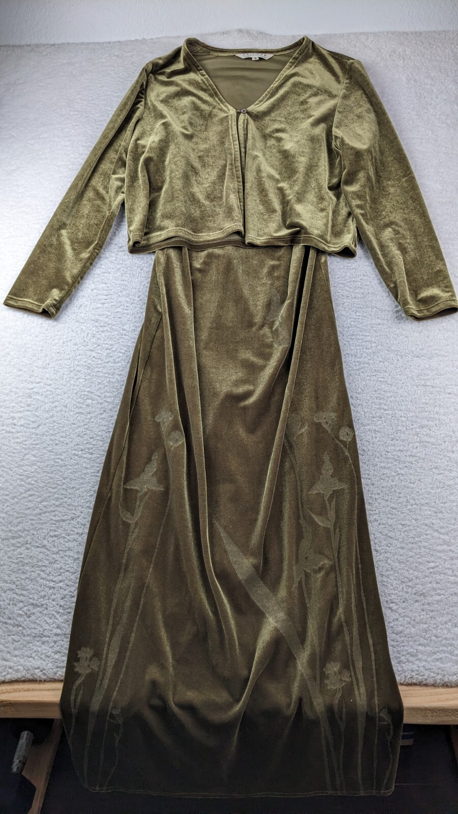 VTG 80s Uniform John Paul Richard Velvet Jacket Dress Combo 2 Piece MADE USA