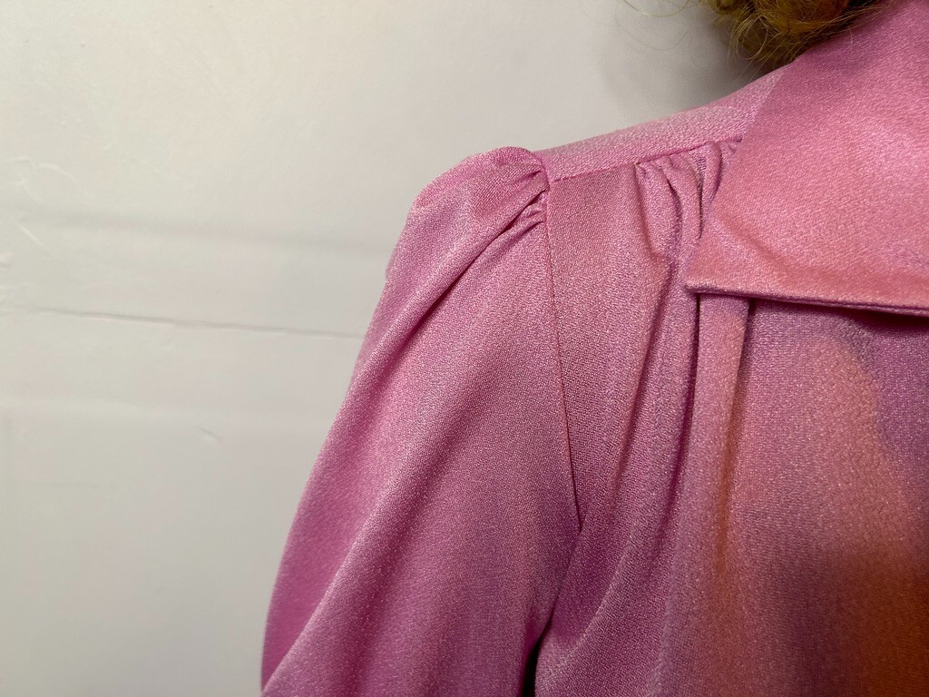 Vintage Australian ARC SYDNEY 1980s Pink Shirt Dress Pleated Coconut Ice AU 14